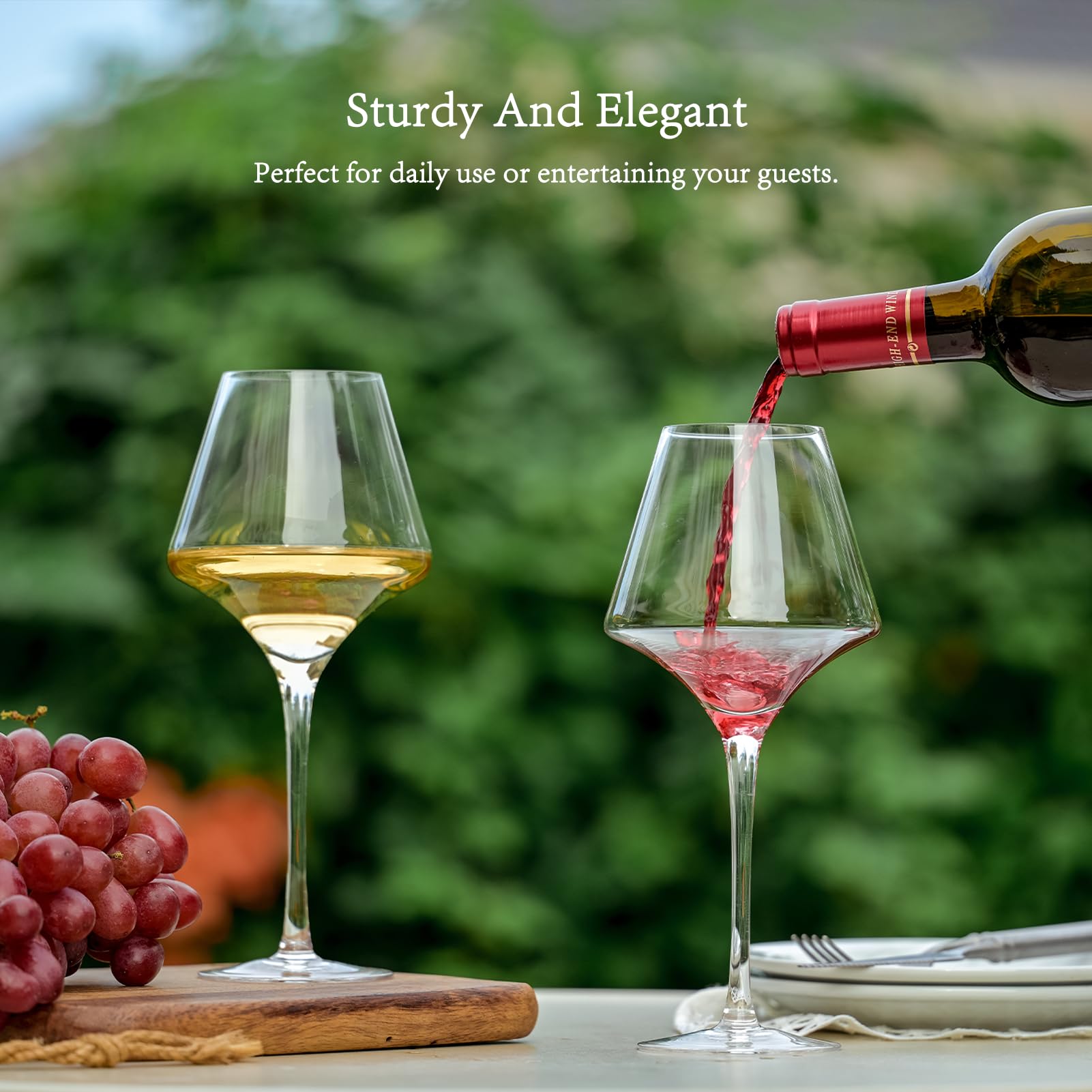 BACLIFE Juego de 4 copas de vino tinto de 20 onzas con tallo largo, copas de vino grandes sopladas a mano para bodas, aniversarios, Navidad