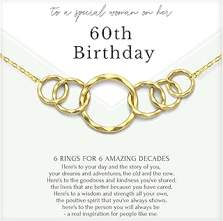 HOPE LOVE SHINE Birthday Necklace – Fashion Jewelry 16+2", 14K Gold Plated Sterling Silver with 3 Interlocking Rings, Hypoallergenic and Comfortable – A Thoughtful Choice for Birthday for Women
