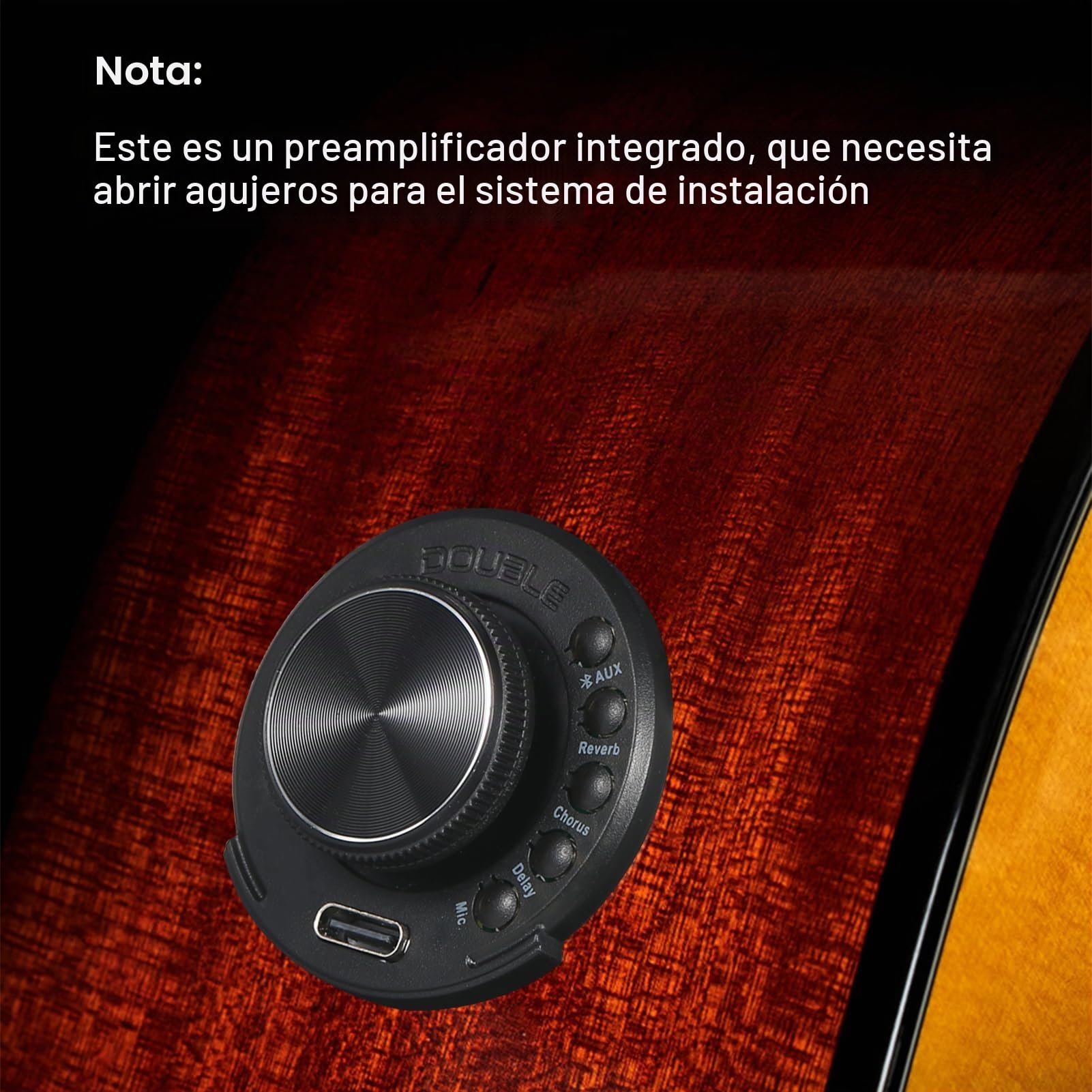 OS1 Pastilla de resonancia Preamplificador Incorporado SFT Sistema de preamplificador de Guitarra Trans de la Misma frecuencia con Reverb Chorus Delay Batería Recargable de Iones de Litio