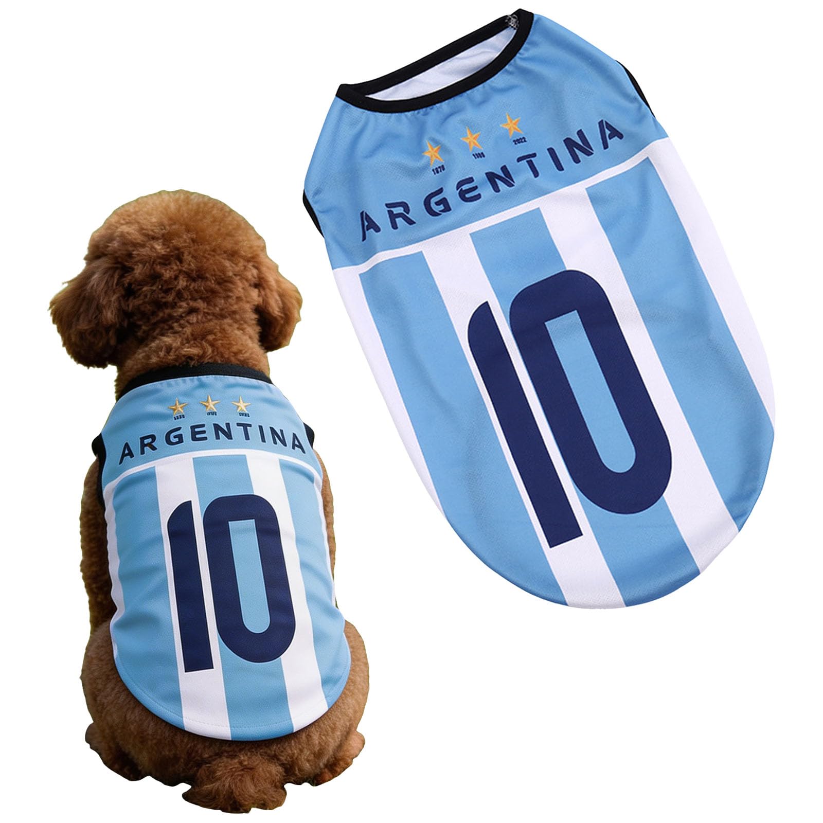 Dog Football Shirt, World Soccer Shirt for Dog, Breathable Mesh Sleeveless Puppy Sports Costume Football Sportswear Pet Clothes Gifts For Fans Pet Lovers Clothes for Small (Light Blue #17, XXXXL)