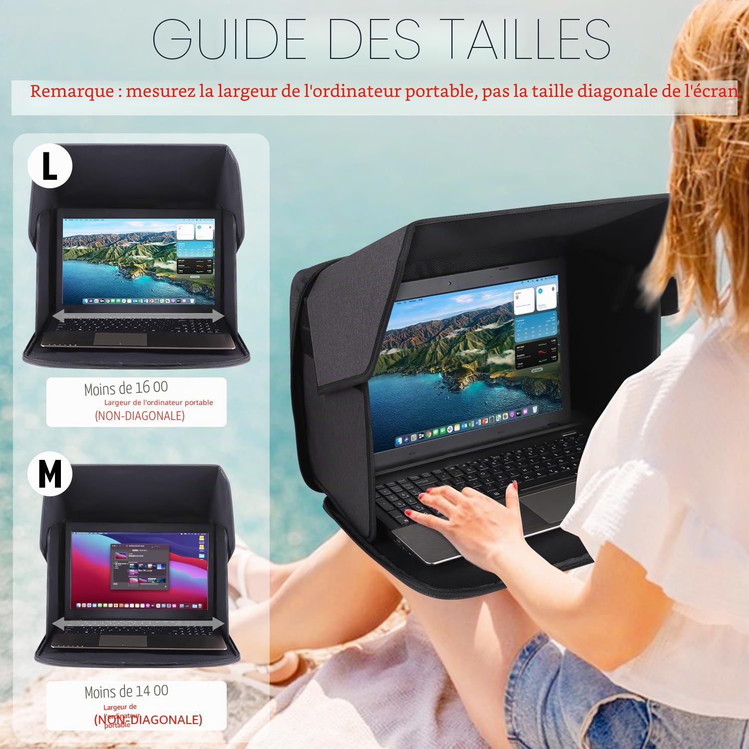 Pare-Soleil Pliable pour Ordinateur Portable - pour Le Travail à l'extérieur - 38,1 à 40,6 cm (Brevet en Attente)