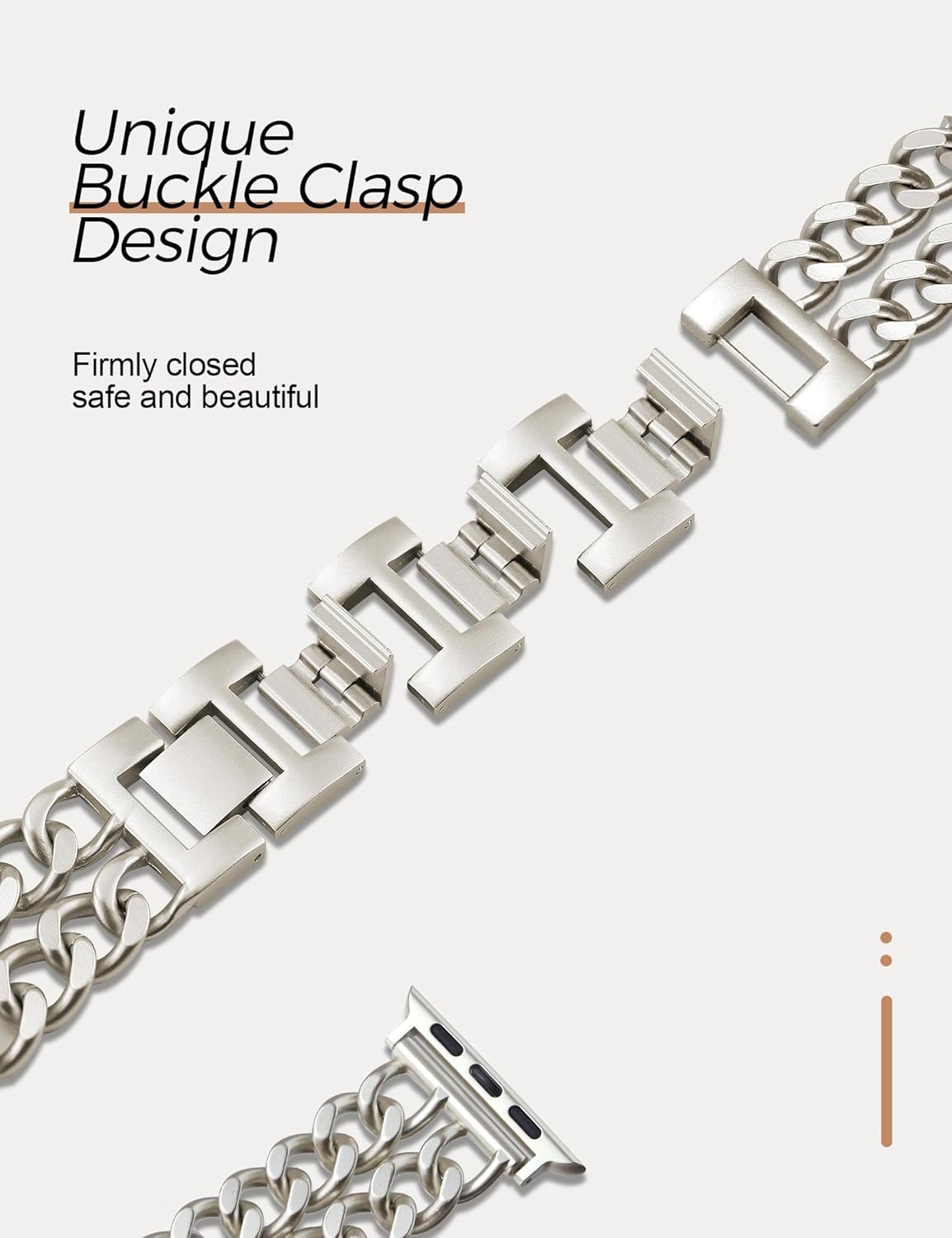 JR.DM Starlight Watch Bands for Women Compatible with Apple Watch 38mm 40mm 41mm 42mm (S10/11) Adjustable Metal Cowboy Steel Chain Bracelet for iWatch Series1/2/3/4/5/6/7/8/9/10/11 SE 3/2/1 (No Case) - Image 4