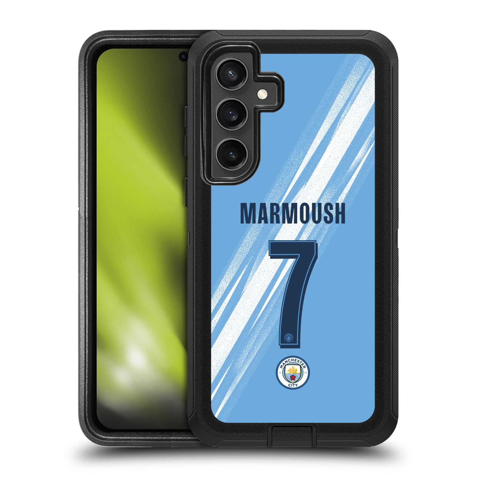 Head Case Designs Officially Licensed Manchester City Man City FC Omar Marmoush 2025/26 Players Home Kit Ultra-Armoured Shockproof Case [Military Grade] Compatible With Samsung Galaxy S24 FE