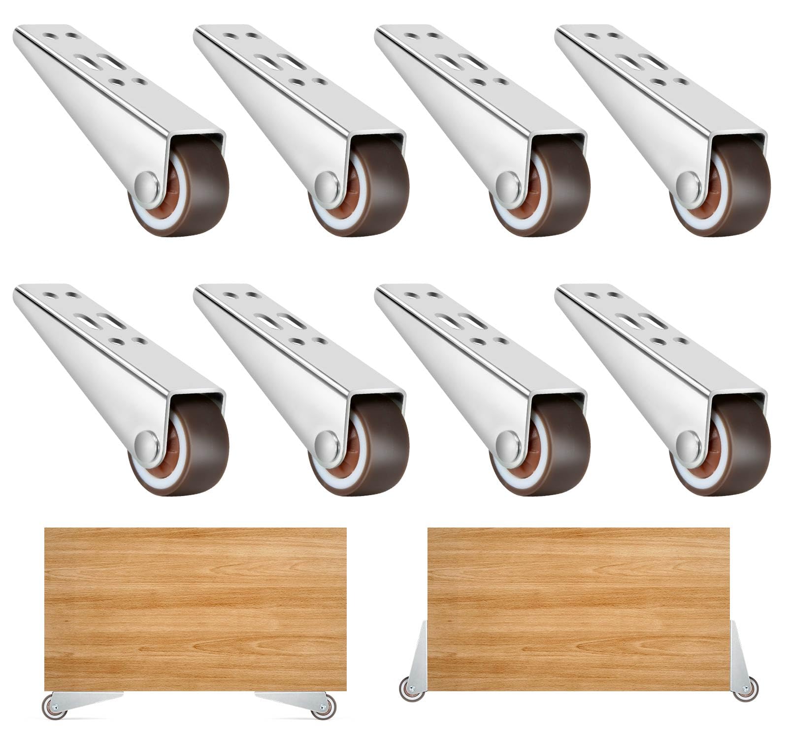 1-Inch Rubber Casters 4-Piece Set, Mini Long Frame Rigid Casters, Small Wheels for Furniture, Drawers, Doors, Bookcases, DIY (Load: 45 LBS/Piece),