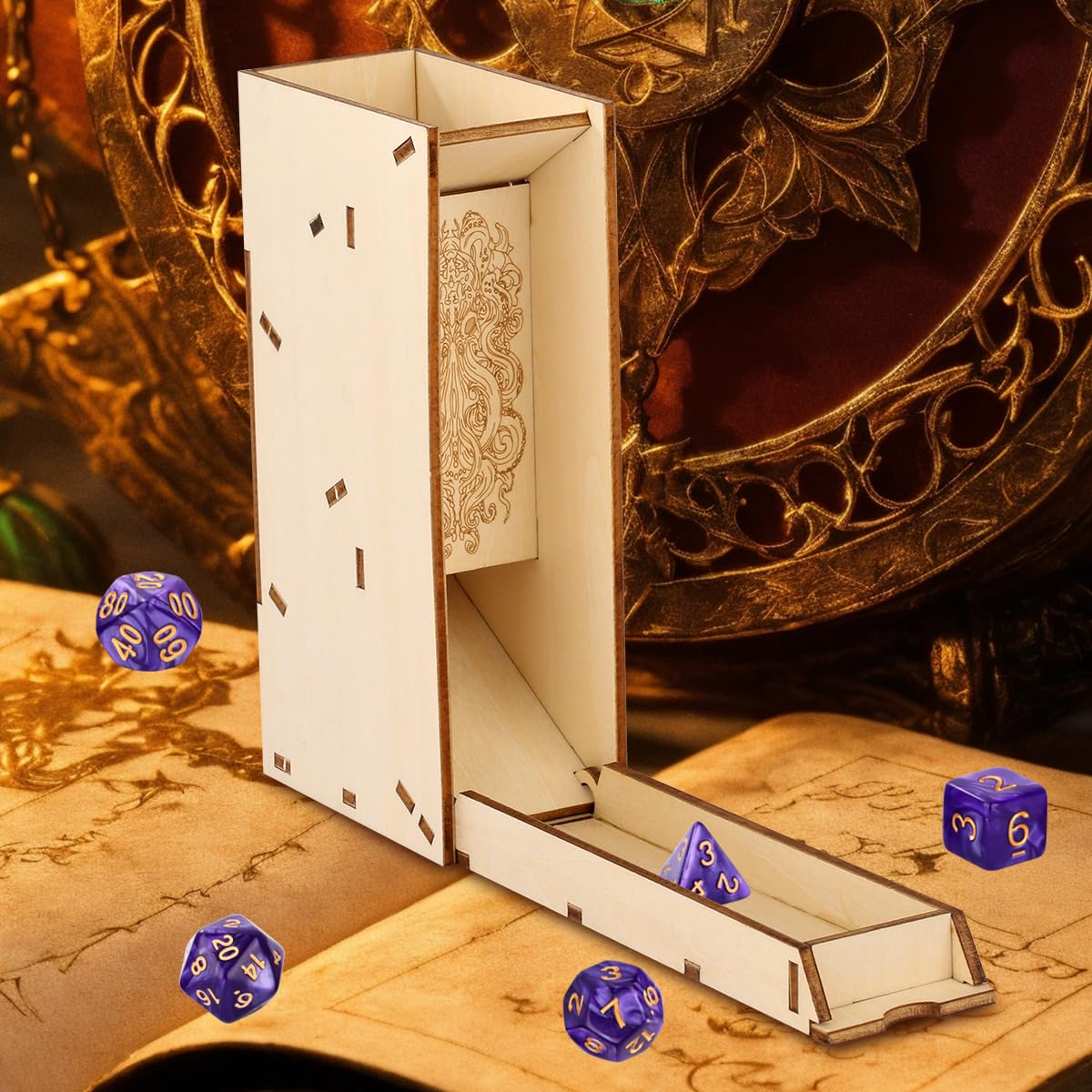 DND Octopus Monster Dice Tray, Table Games Tools for RPG DND Accessories, Collapsible Wooden Tower - Image 3