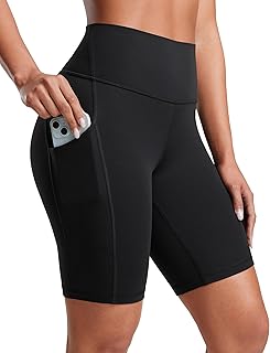 CRZ YOGA Women's Butterluxe Buttery Soft Biker Shorts Side Pockets 3'' / 5'' / 8'' - High Waisted Workout Yoga Shorts