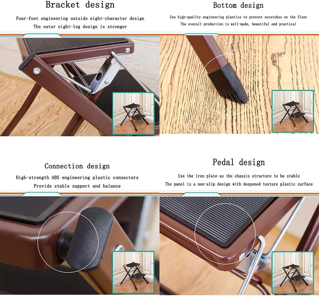 Step Ladders Two-Step Ladder, Bathroom Storage Rack, Foldable Balcony Flower Stand, Kitchen Step Ladder, for Indoor and Outdoor Telescopic Ladder (Color : Style2)