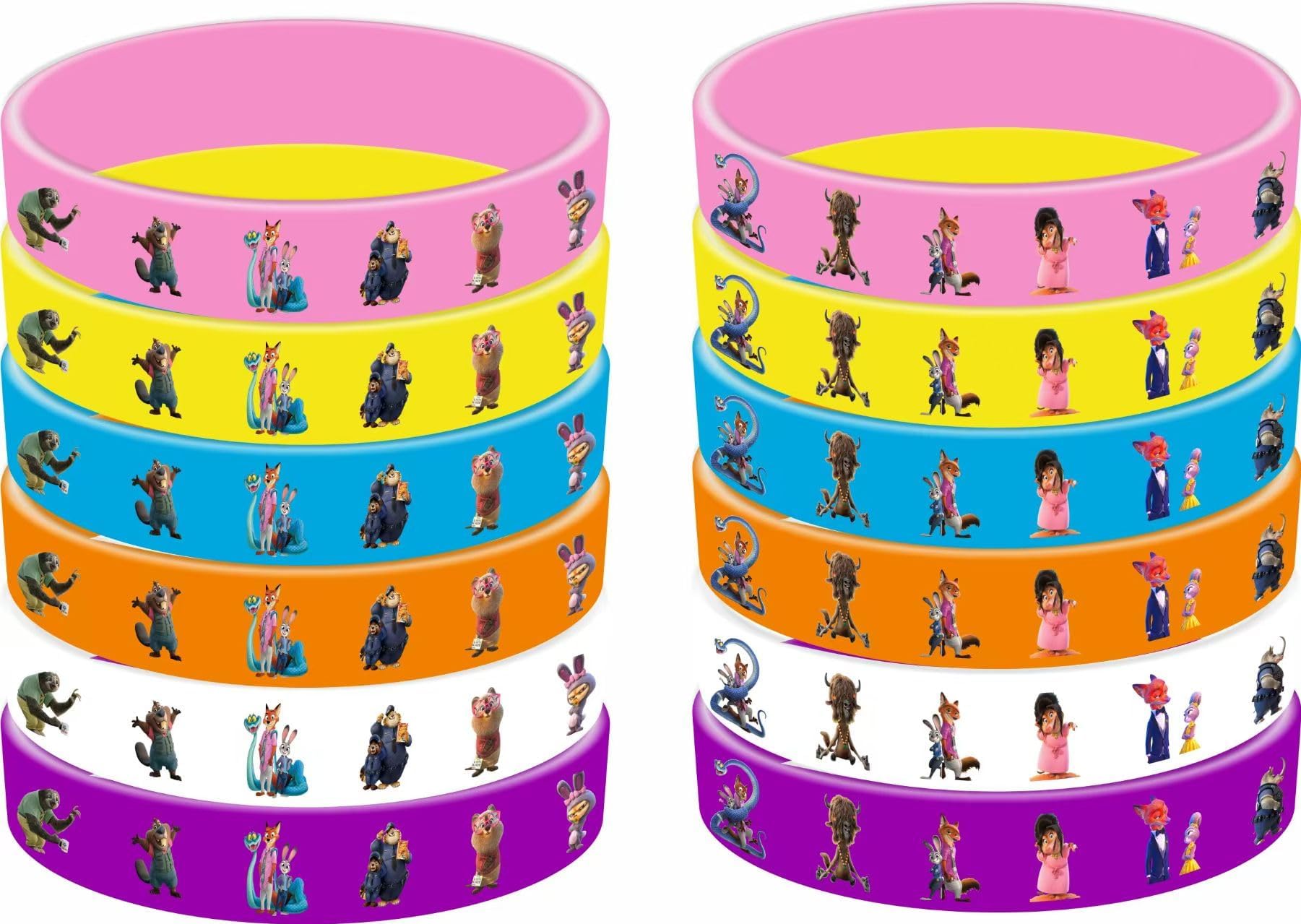 Ensemble de décorations de fête d'anniversaire Zootopia2 incluant 12 bracelets, 12 épingles acryliques, 12 porte-clés, 50 autocollants, pour fête sur le thème de dessin animé pour garçons et