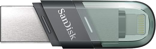 SanDisk iXpand USB 3.0 Flash Drive Flip 128GB for iOS and Windows, Metalic