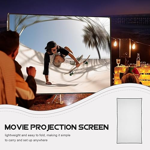 Miniatura 5 de Pantalla de proyección suave de poliéster suave a las arrugas de la sala de cine interior al aire libre de HD para acampar patio trasero y