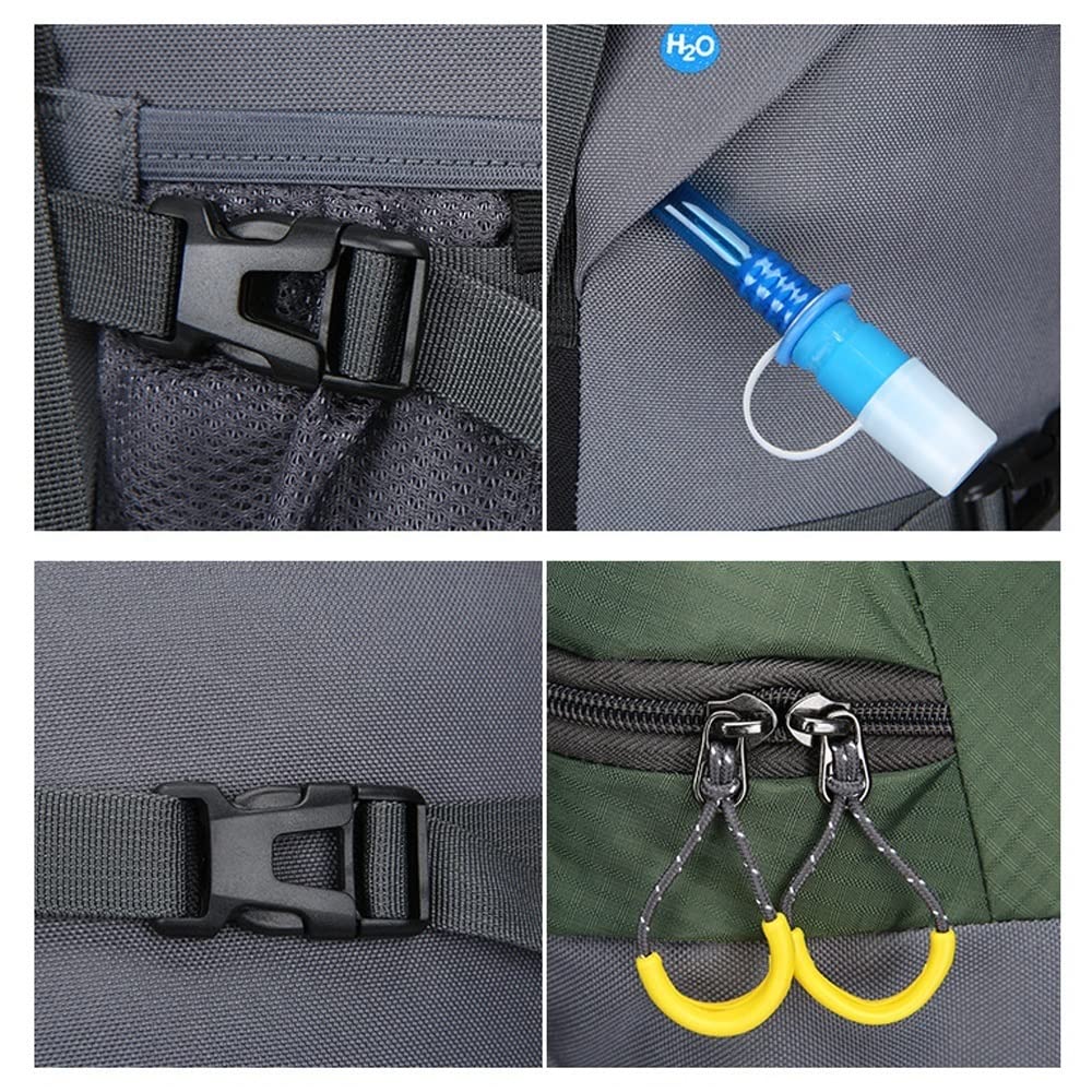 Plecak turystyczny, plecak kempingowy, wodoodporny plecak turystyczny 60L z osłoną przeciwdeszczową, lekki plecak podróżny (Grey : C)