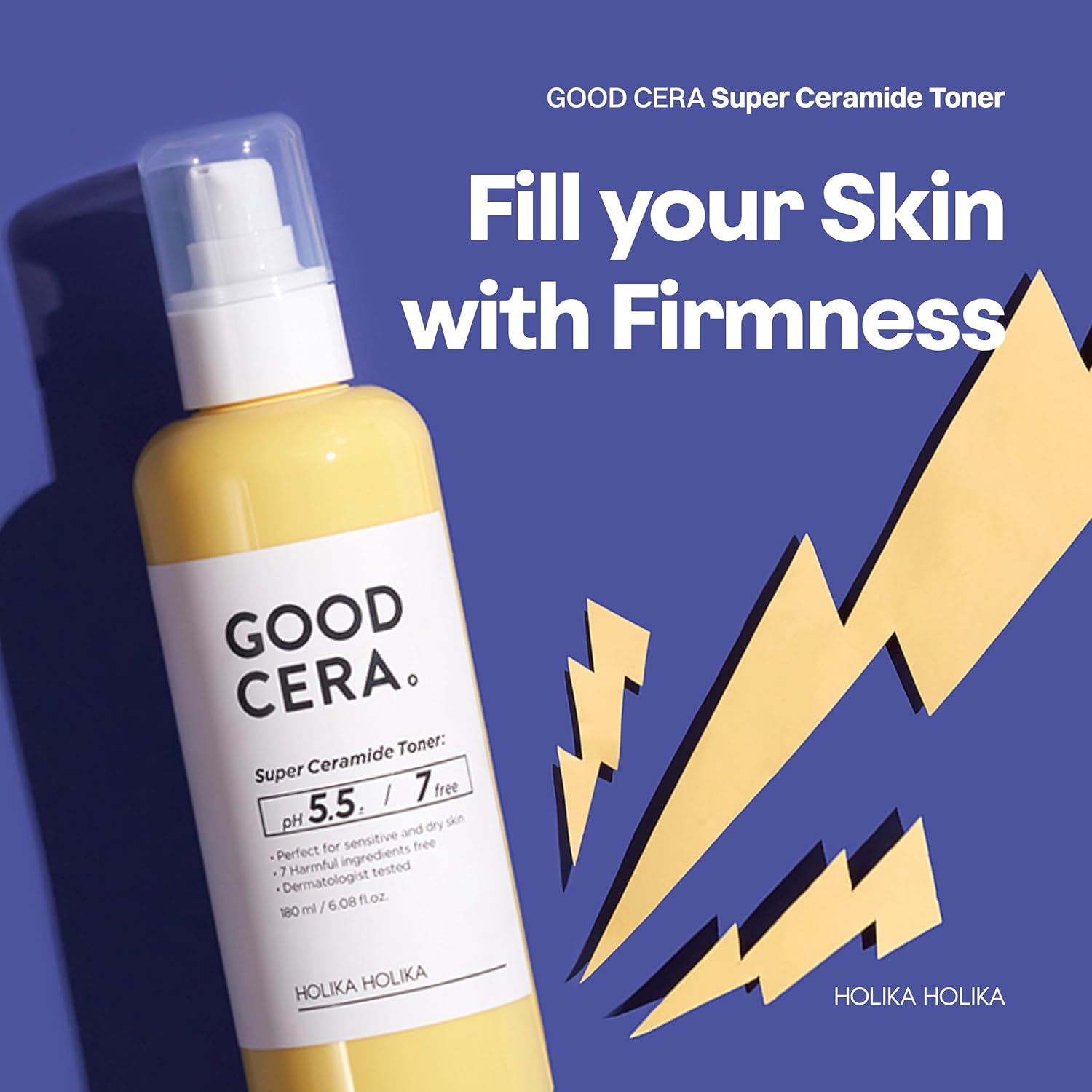 HOLIKA HOLIKA Good Cera Super Ceramide Toner – 50% Ceramide Essence Toner with Hyaluronic Acid & Niacinamide | pH 5.5 Alcohol-Free Barrier Care for Dry Sensitive Skin, NP AP EOP, 6.12 fl oz (180ml)