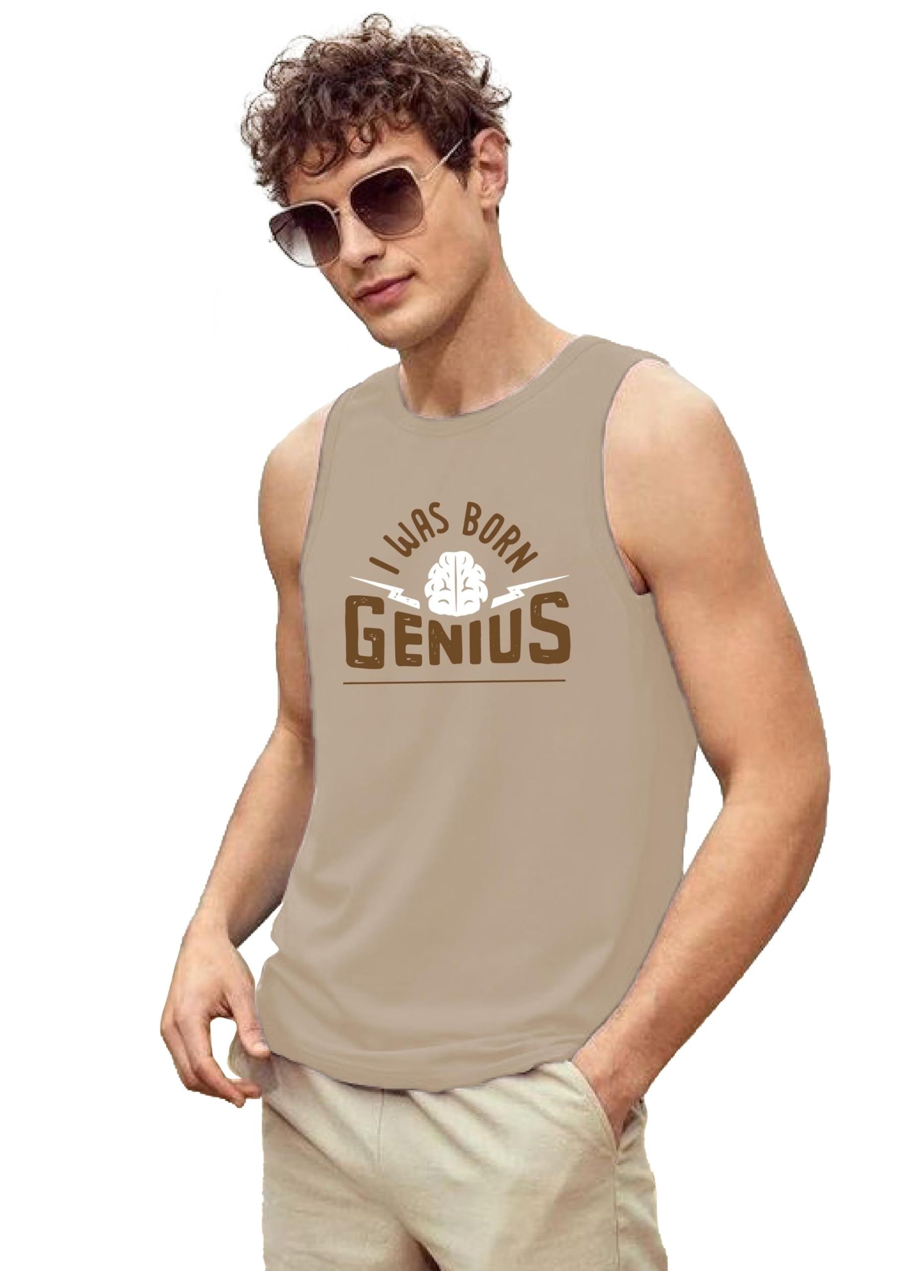 CHKOKKOTank Tops Sleeveless T-Shirt for Men Cotton Gym Wear Vest Graphic Printed Stylish Round Neck Running Sando for Sports Workout Fitness & Casual or Beach Wear
