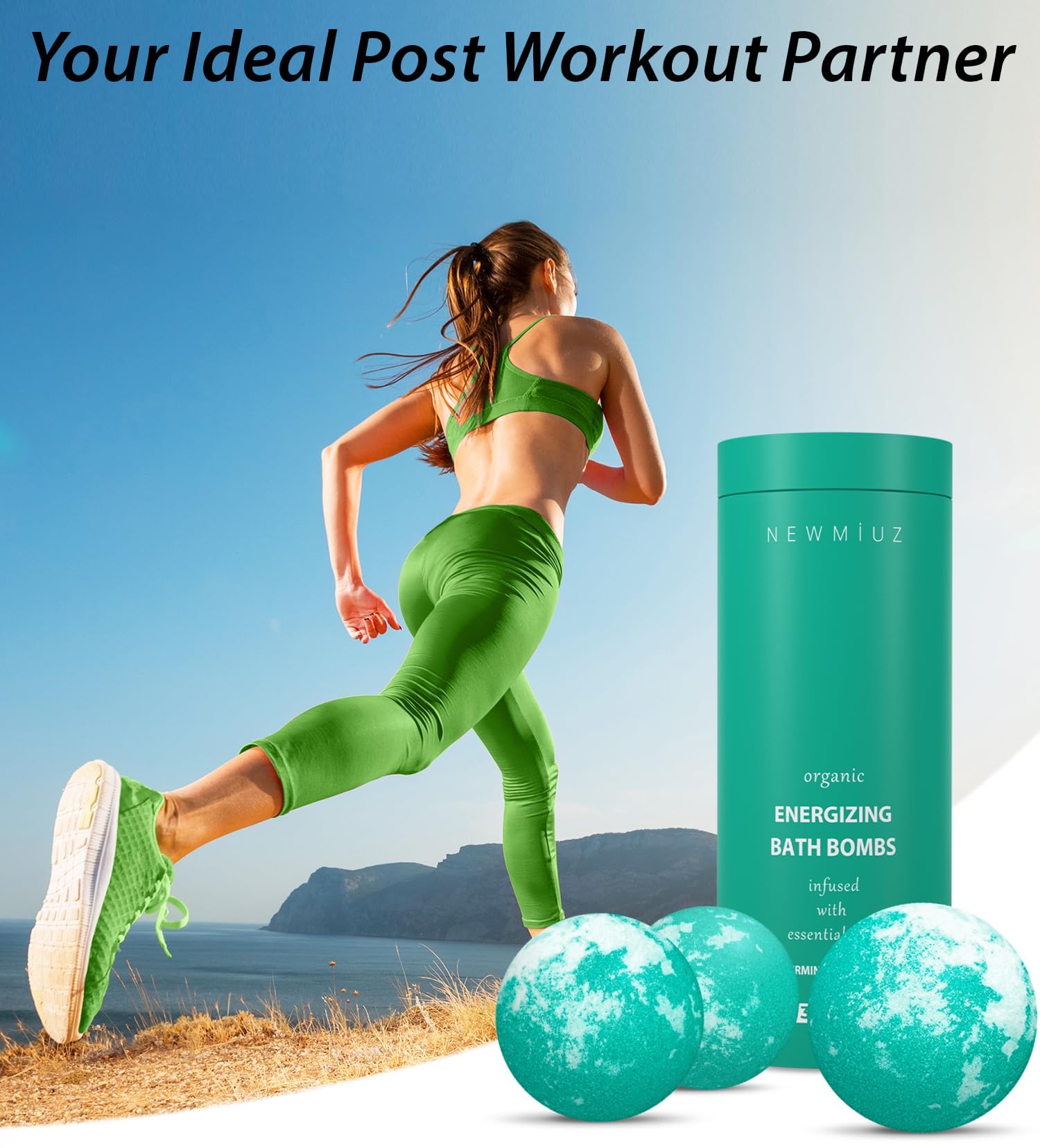 Menthol Fizzing Bath Bomb Eucalyptus Peppermint Epsom Salt Refreshing Bubble Spa with Essential Oil Infused Post Workout Sore Muscles Recovery Gift