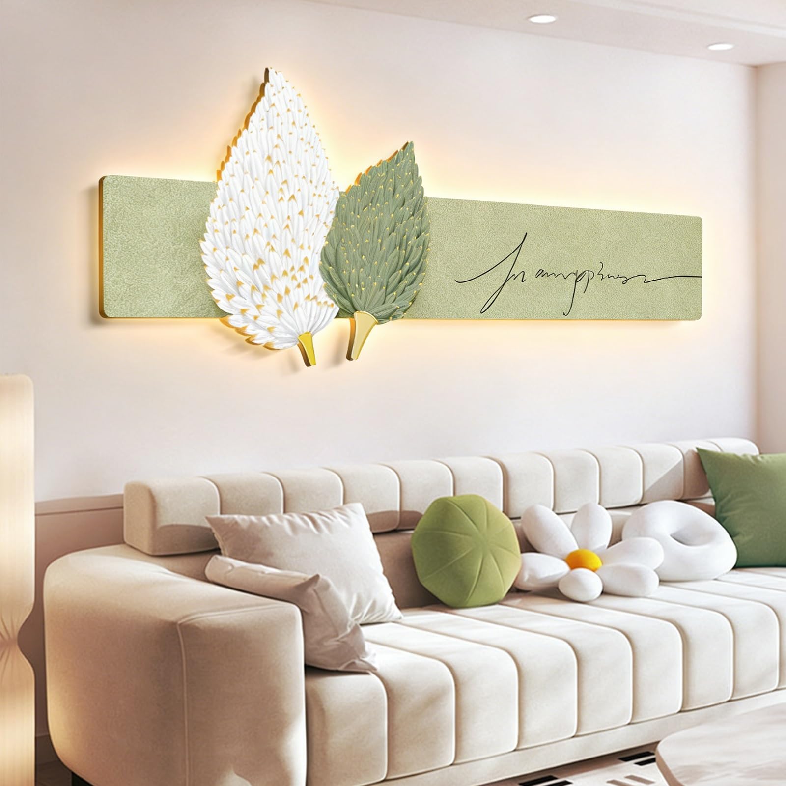 WNGJZZYC Esculturas de Pared con Luz LED, Pintura Mural 3D Con Luz, Arte Mural LED Grande Con Alimentación Enchufable Para Hogar, Entrada, Pasillo(Brown,120x45cm/47x18in)