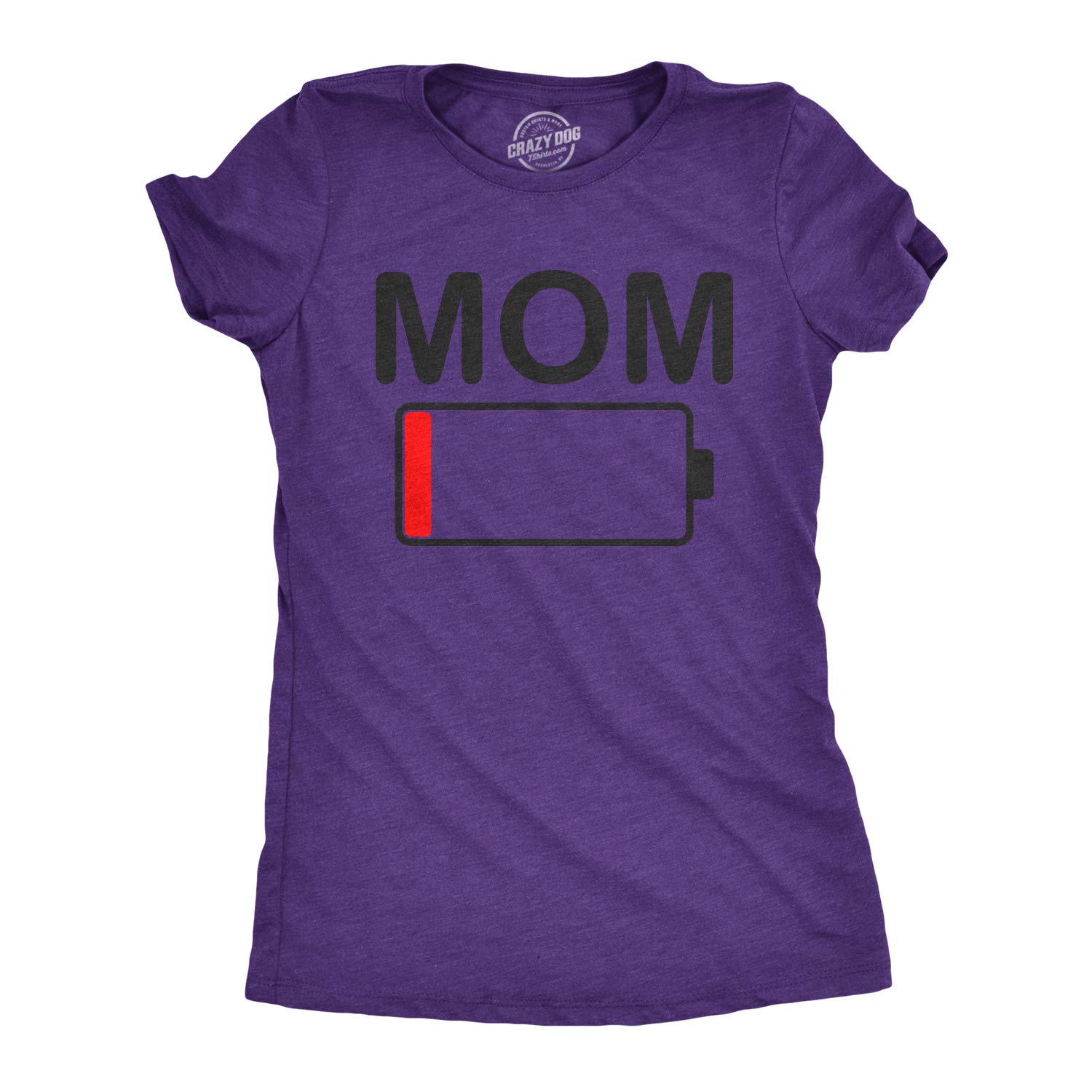 Womens Mom Battery Low Funny Sarcastic Graphic Tired Parenting Mother T Shirt