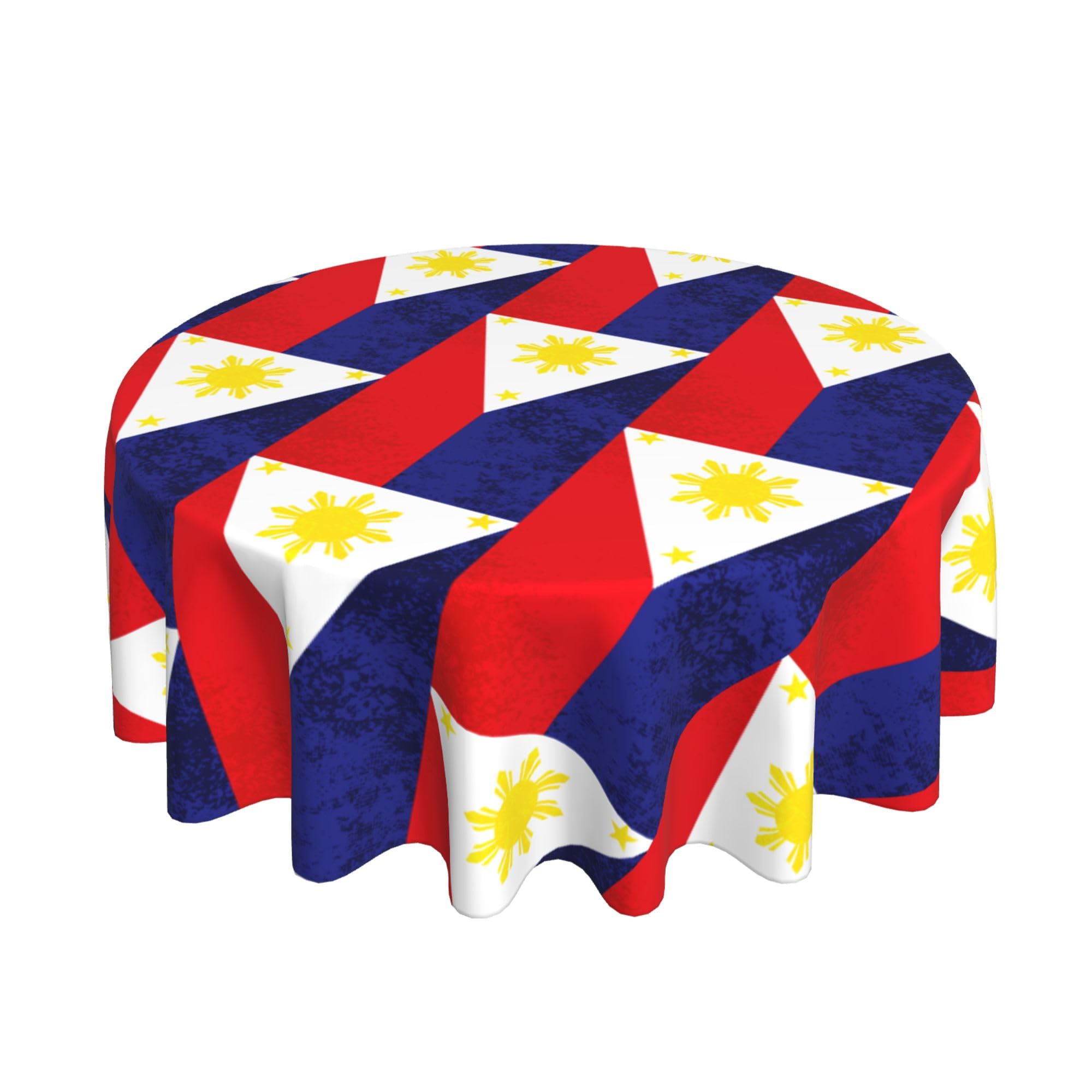 HLBSDM Filipino Flag 60" Restaurant Circle Decor Tablecloth Festive Table Cover Round Art Desk Cloth