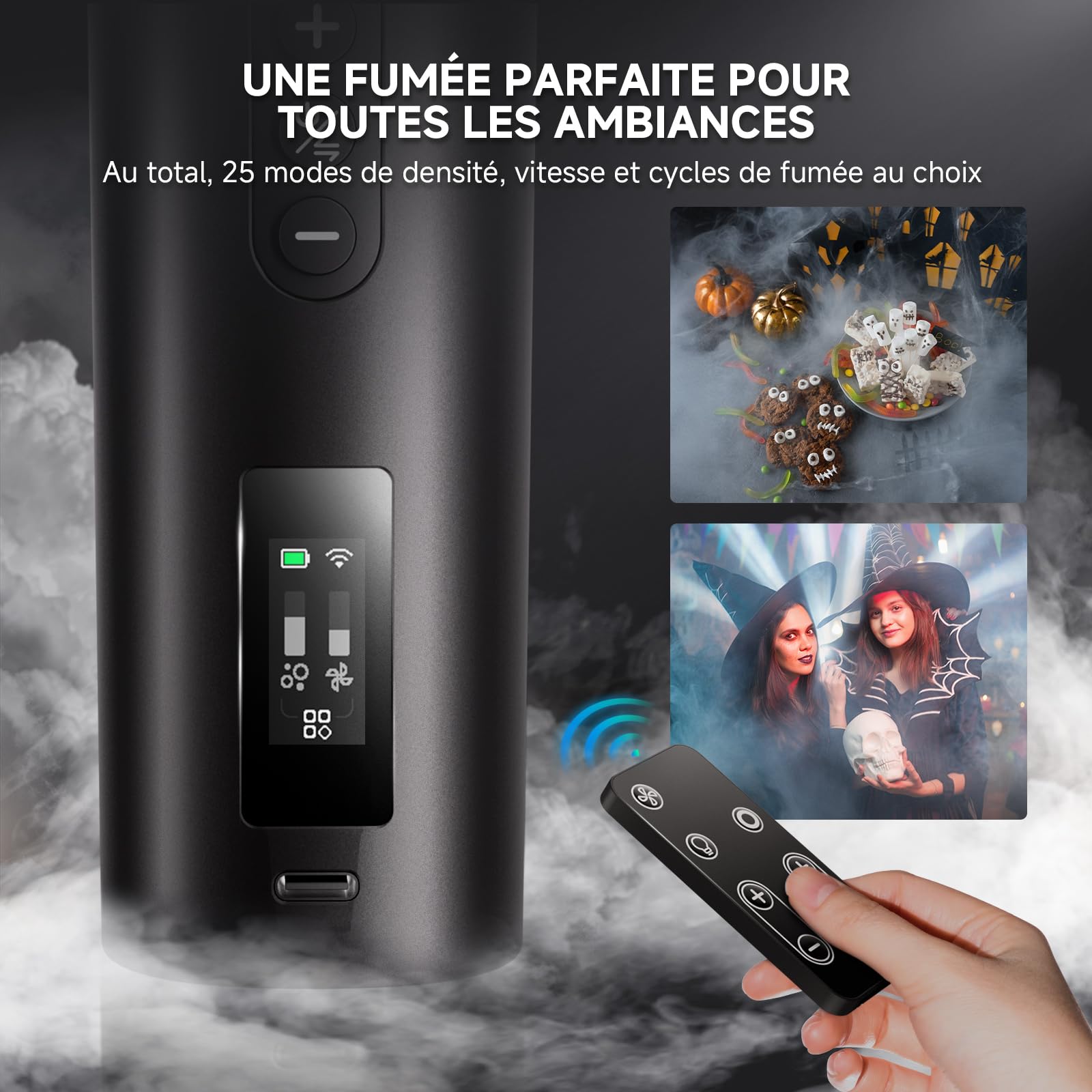 COLBOR CF5 Machine à Fumée Rechargeable 40W avec Télécommande | Avec Ventilateur RGB, Portable, pour Photographie, Fêtes en Intérieur et en Extérieur, Halloween, Cosplay