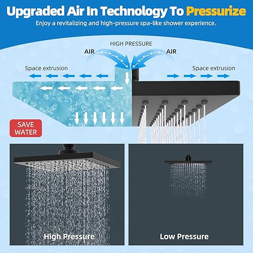 Miniatura 6 de Hibbent Cabezal de ducha filtrado de metal, cabezal de ducha de lluvia de alta presión de 6 pulgadas, filtro de ducha de 20 etapas para suavizador