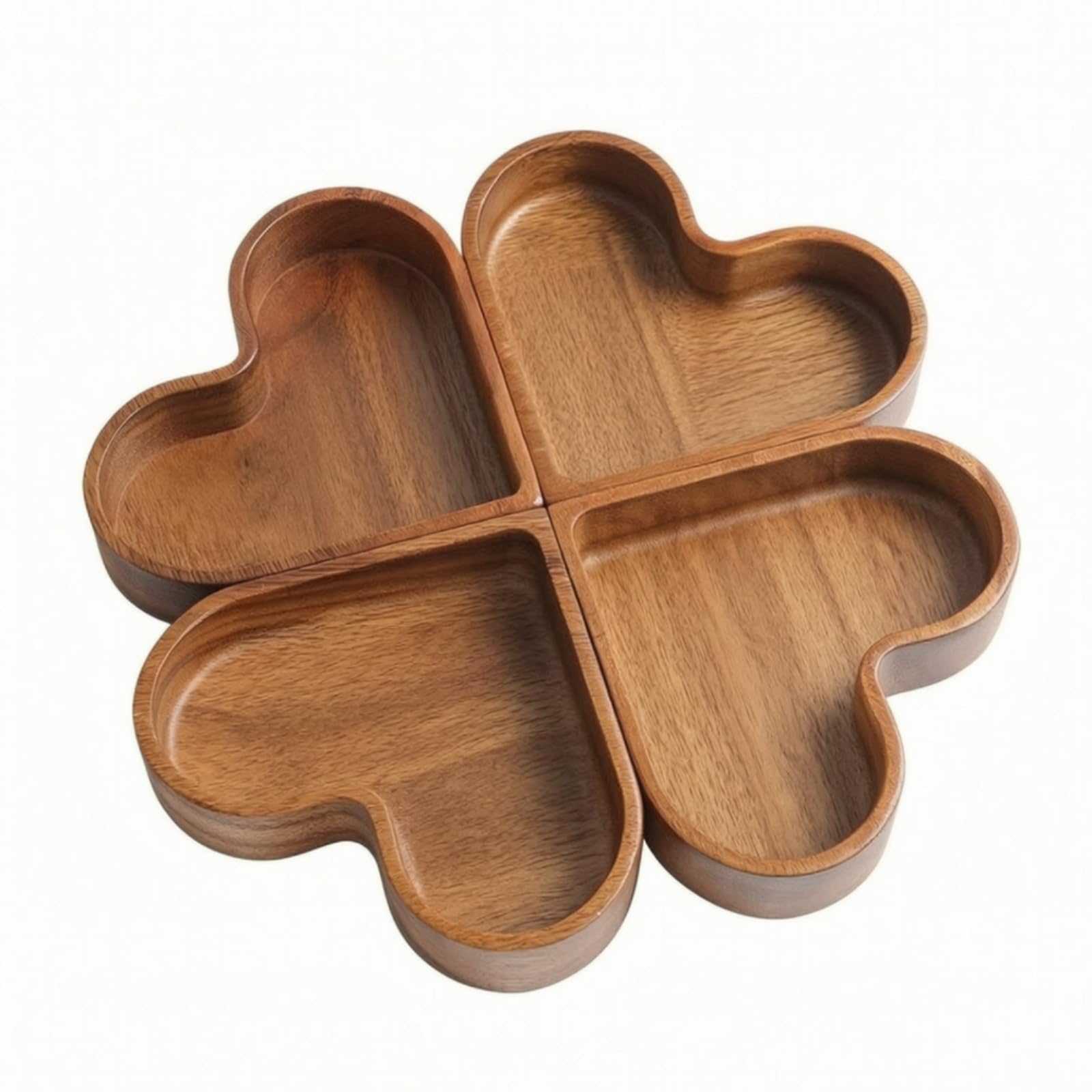 Miniatur Herztablett | Stapelbares Design, Snackteller, naturbelassen, für Couchtisch