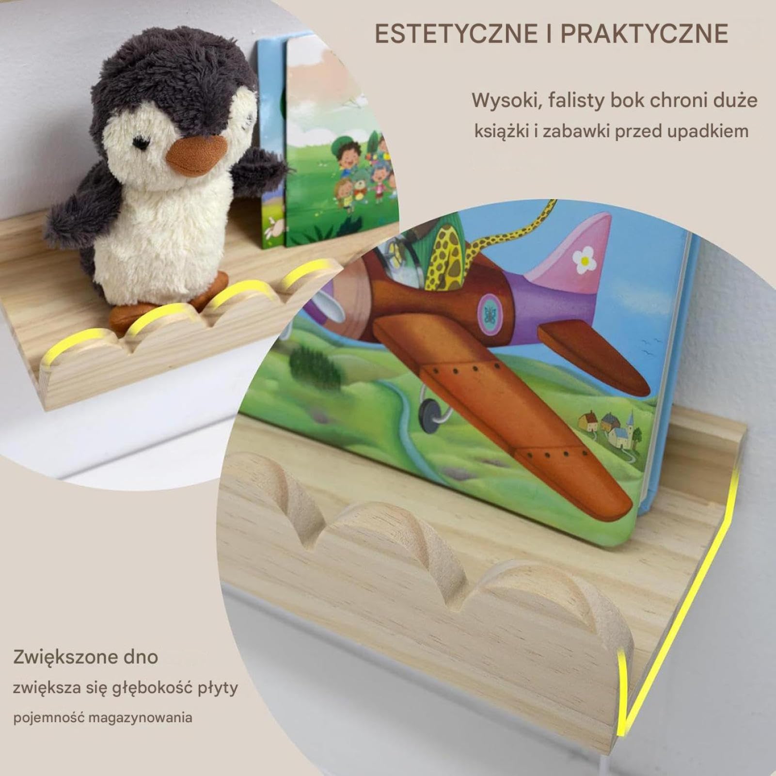 Półka Do Ekspozycji Książek W Pokoju Dziecięcym Oszczędzające Miejsce | Ścienne Wiszące Dziecięce Półki Na Książki dla Rodziny Chłopiec Dziewczyna Wewnętrzny Dom