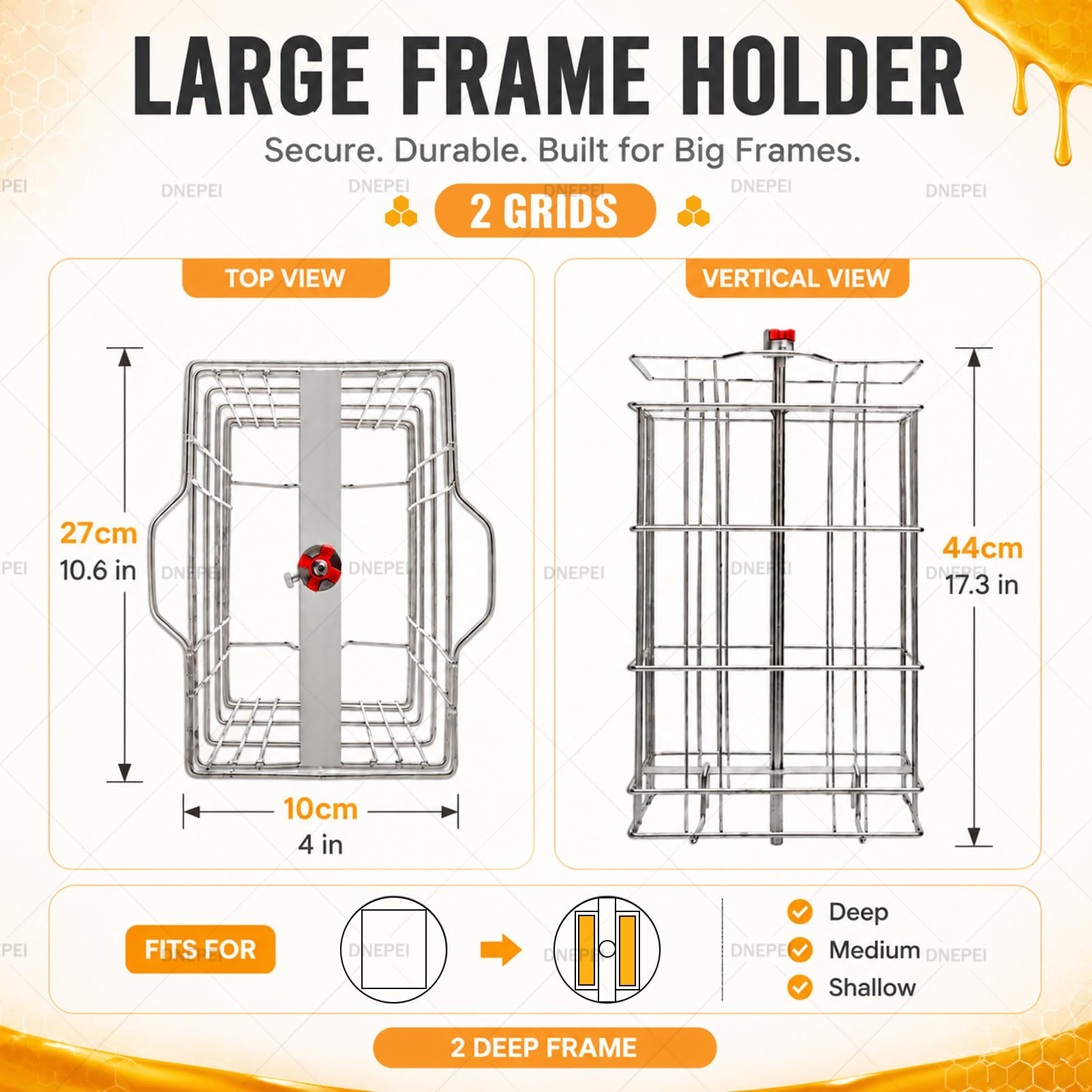 2-ramowa elektryczna miodarka ze stali nierdzewnej,140 W Electric-2Frame