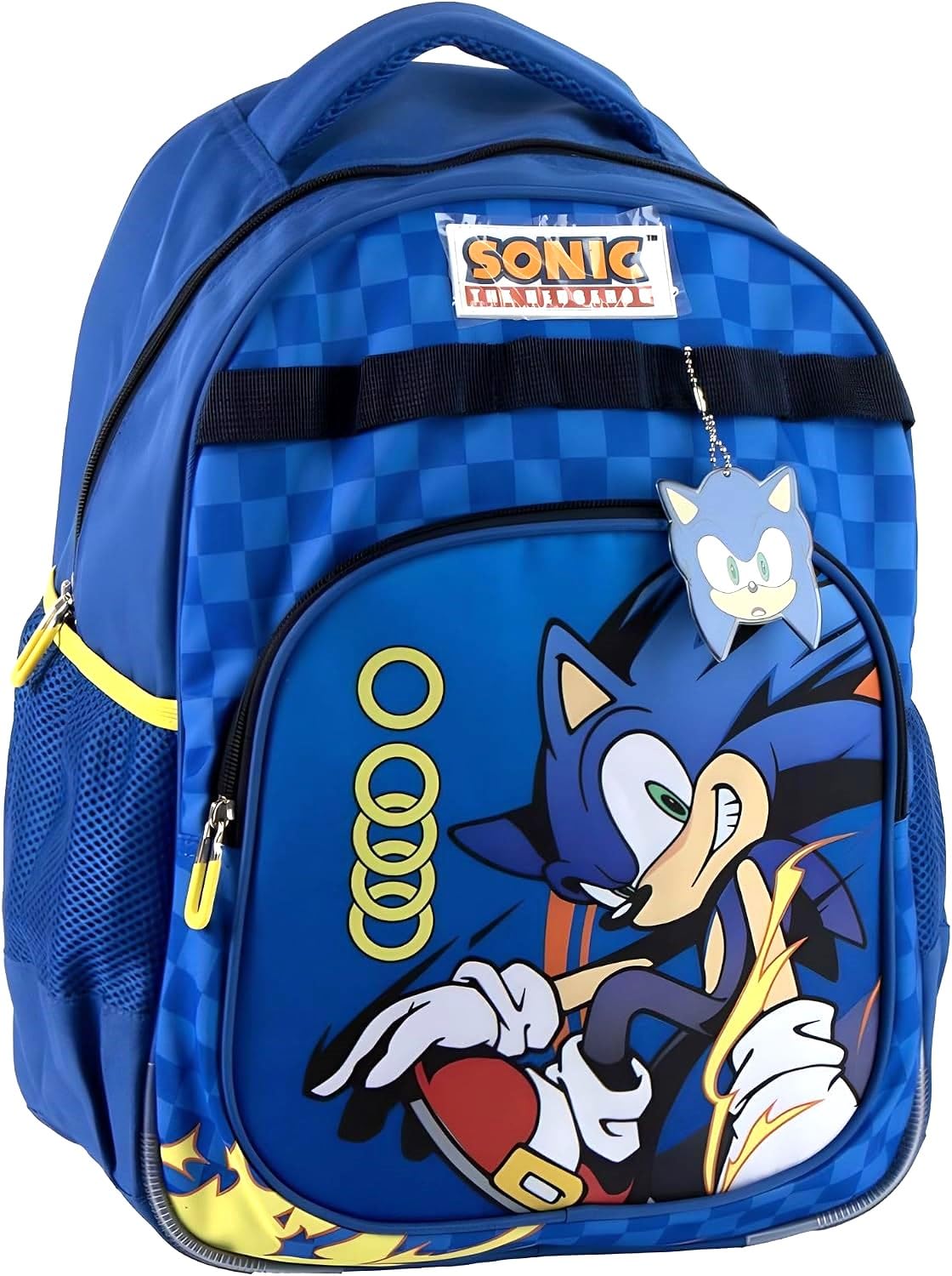 Sonic the Hedgehog - Mochila escolar para niños, 2 compartimentos, ligera, bolsa para libros grande con bolsillo frontal y bolsillo lateral de malla para botellas, mochila de viaje para niños, mochila