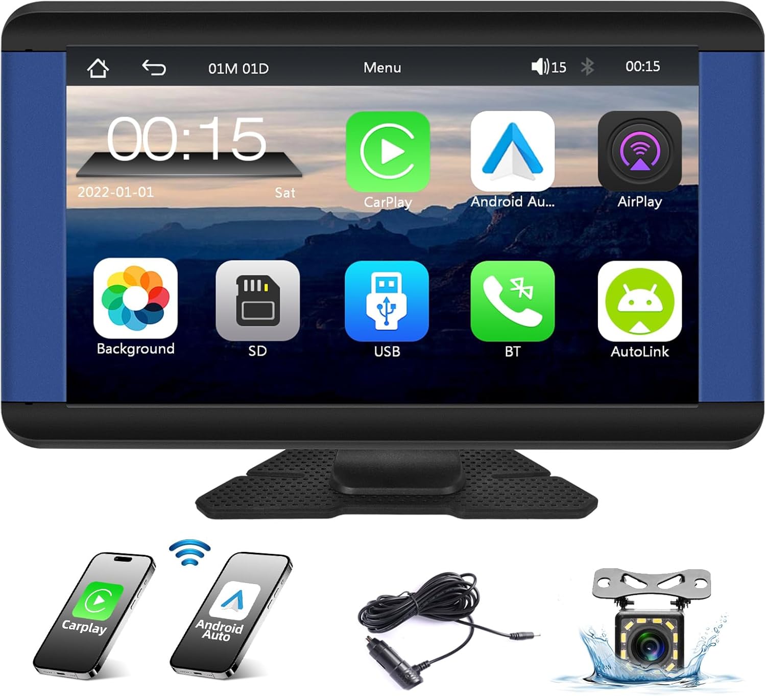 Podofo Autoradio Moto 5.5" Con Wireless Carplay Android Auto