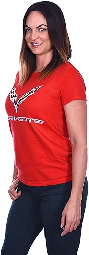 Miniatura 2 de JH DESIGN GROUP Camiseta Chevy Corvette C7 Emblem Mujer Negro Rojo Heather-Gris