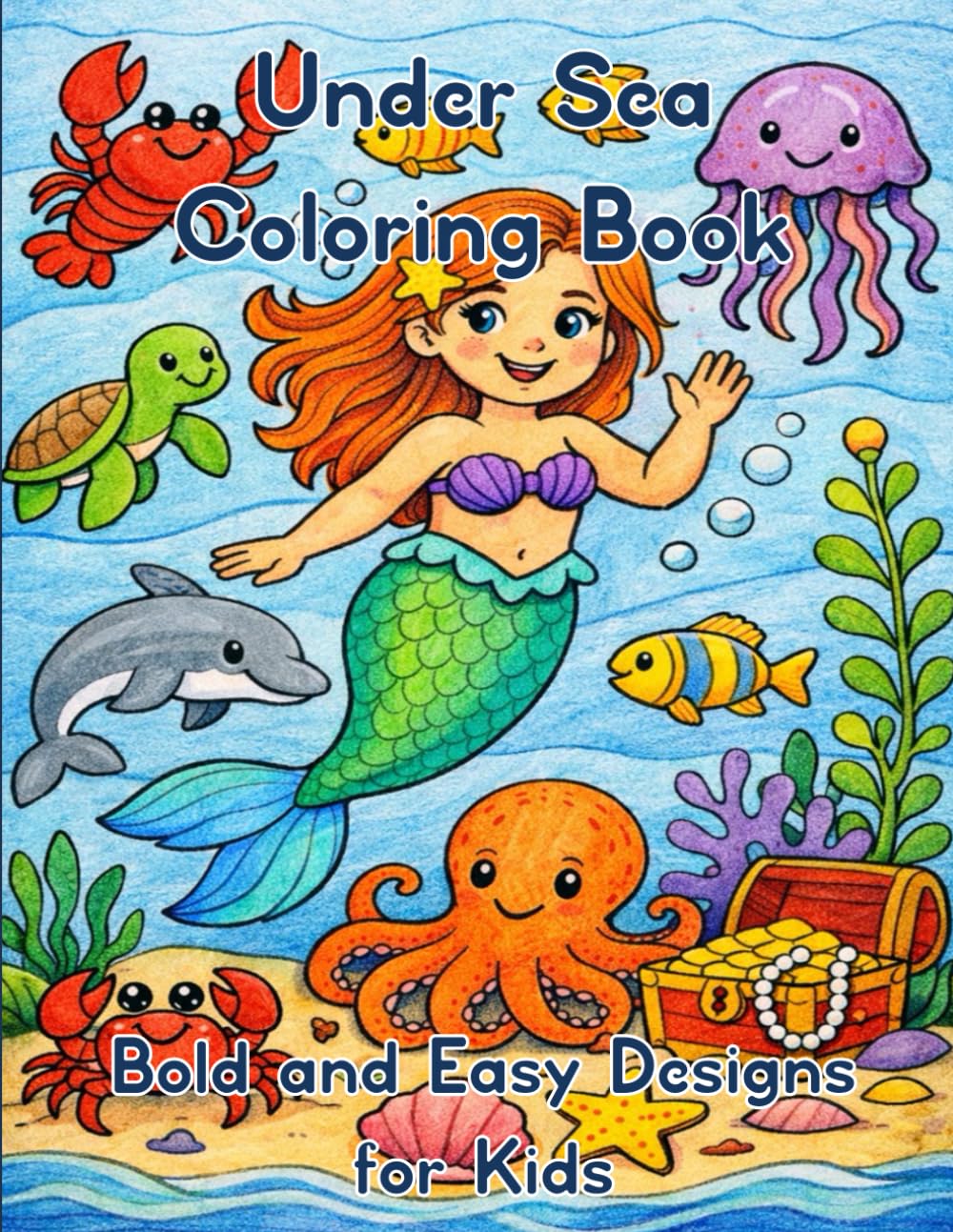 Under Sea Coloring Book - Bold and Easy Designs for Kids: 50 Simple Ocean-Themed Coloring Pages for Calm, Creativity & Fun (Bold and Easy Coloring Books)