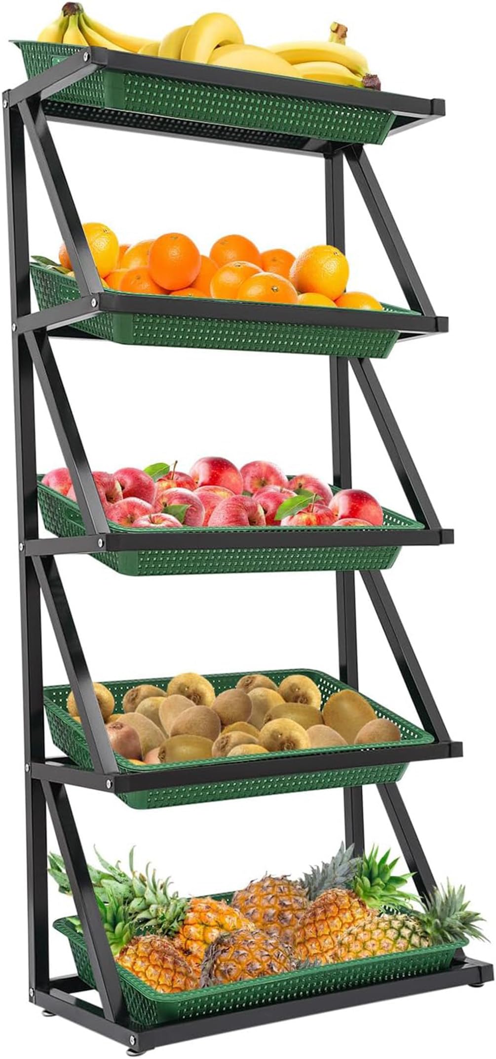 LVSEWOA 5 Tier Storage Rack with Baskets - Organize Fruits, Vegetables, Candy for Retail or Home Display
