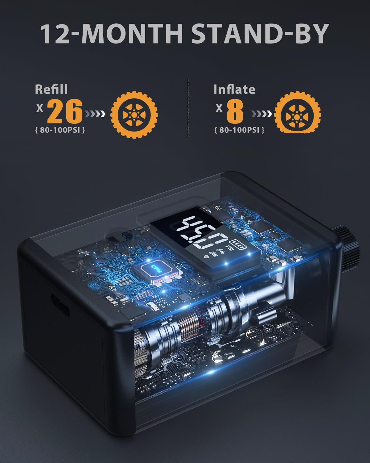 Mini Bike Pump, 150PSI Bicycle Pump, 3X Faster Electric Bike Air Pump with Presta and Schrader Valve for Bicycle, Motorcycle and Ball