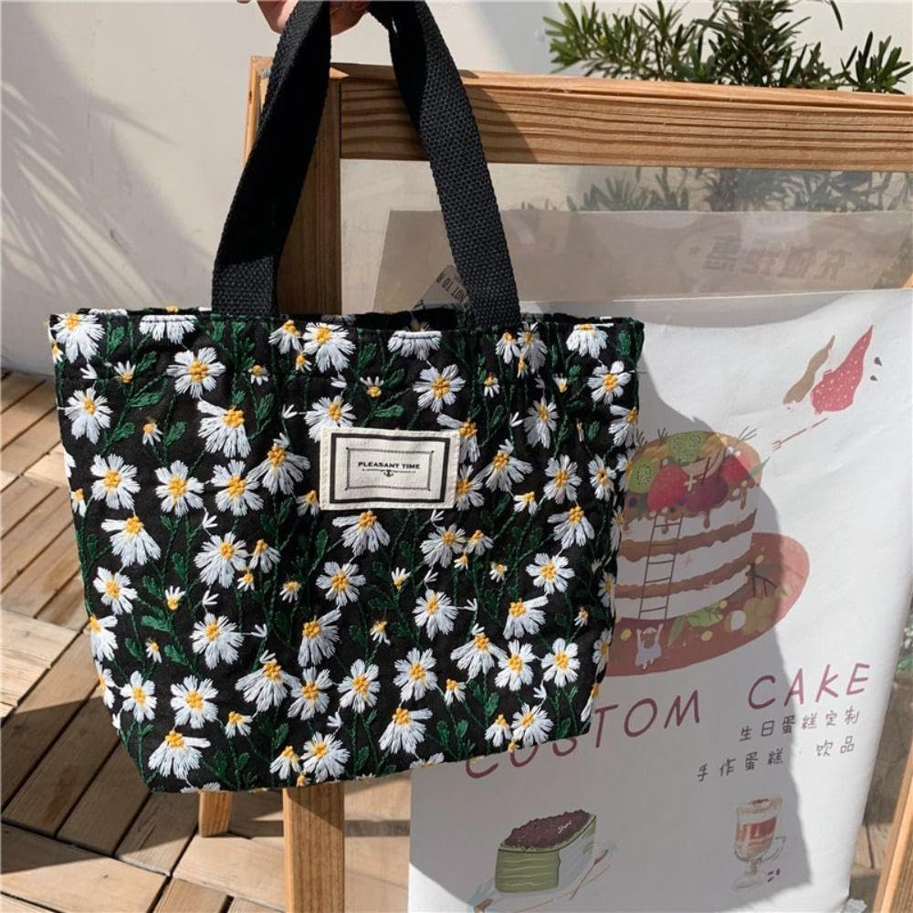 Amazon.co.jp: ハンドバッグ 花柄刺繍 ピクニック キッズ カバン 黒
