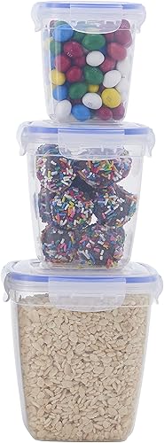 Miniatura 1 de Superio Contenedores de almacenamiento de alimentos, recipientes herméticos a prueba de fugas, recipientes cuadrados profundos juego de 3