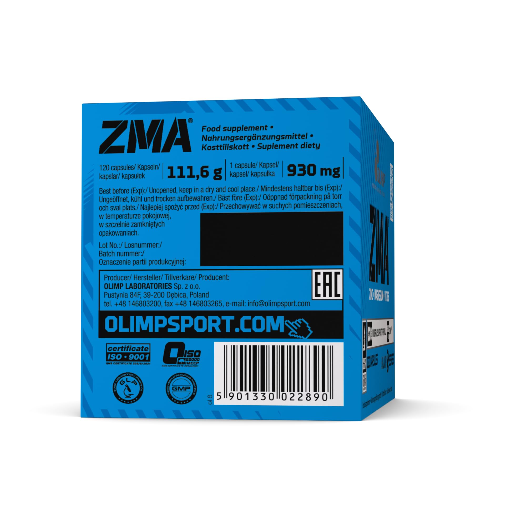 Olimp ZMA - 120 Kapseln - Enthält 10mg Zink, 150g Magnesium und 3,5mg Vitamin B6