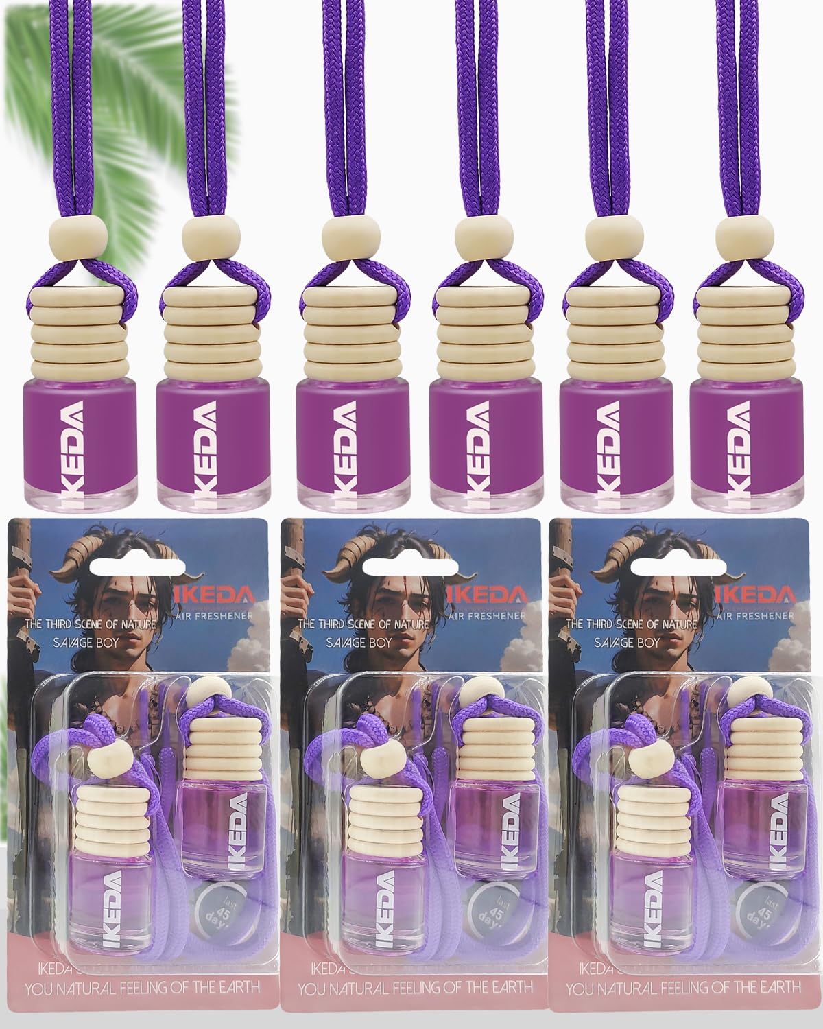 ikeda fragrance Car Air Freshener 4ml Car Scents | 45-Days Keep Fragrance | Automotive Hanging Diffuser Bottles | Remove Auto Odor Long-Lasting Fresh Air for Home Deodorizer (6pcs Savage Boy)