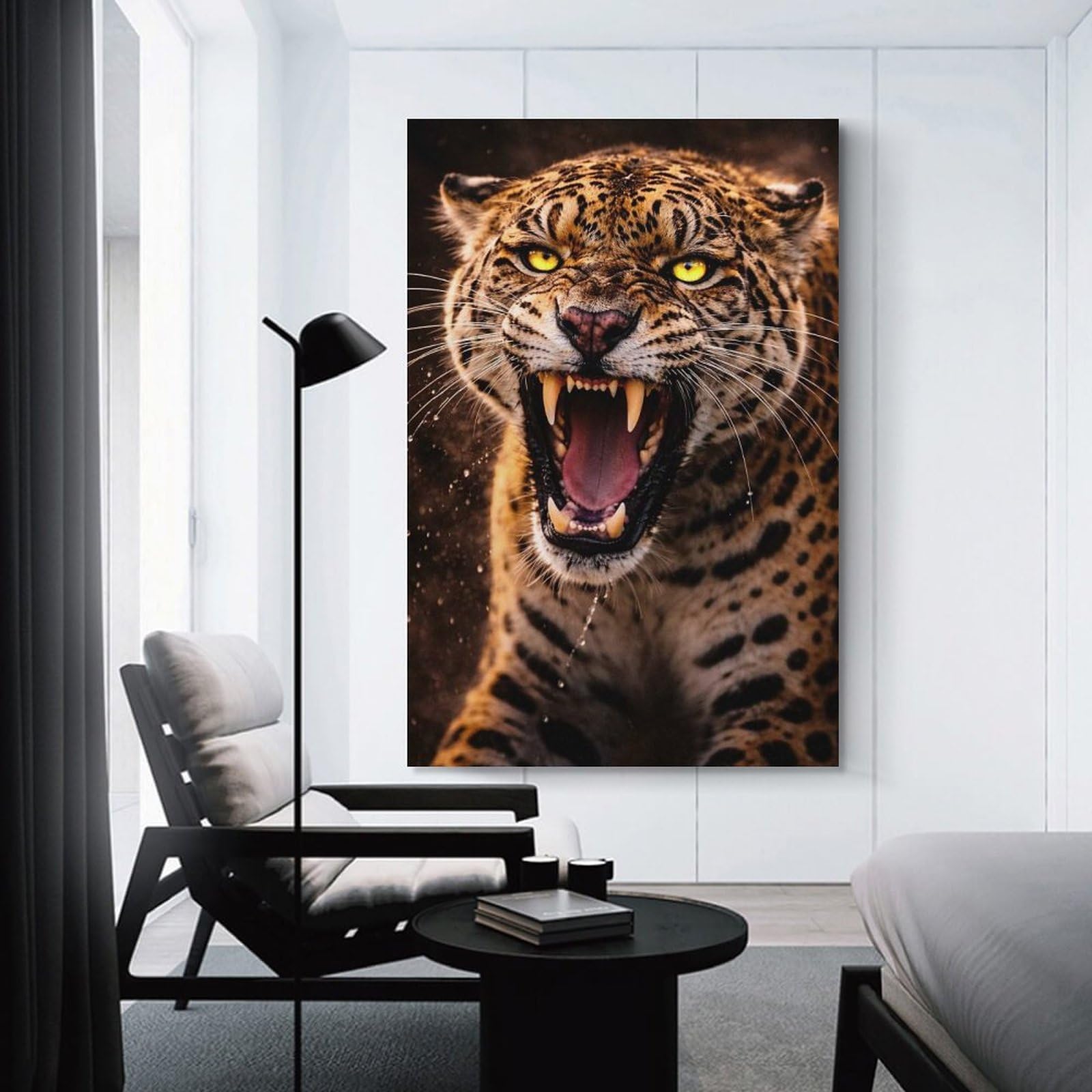 Junmoney Fierce Jaguar Roaring Home Decor Wall Art 24x36inch(60x90cm), for Small Homes, Bedrooms Or Open Spaces, An Easy Choice for New Home Styling