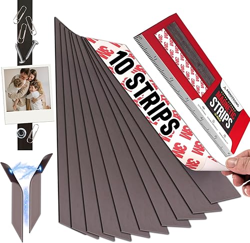 NextClimb - Tiras magnéticas adhesivas planas tiras magnéticas extra fuertes con respaldo adhesivo tiras magnéticas para la mayoría de superficies