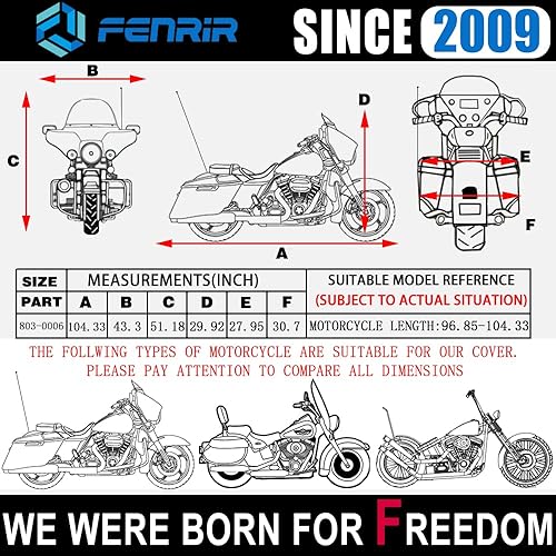 Miniatura 3 de FENRIR Funda para motocicleta 420D de 104 pulgadas, impermeable, almacenamiento al aire libre para Bagger Cruise Touring Shadow Street Glide Star
