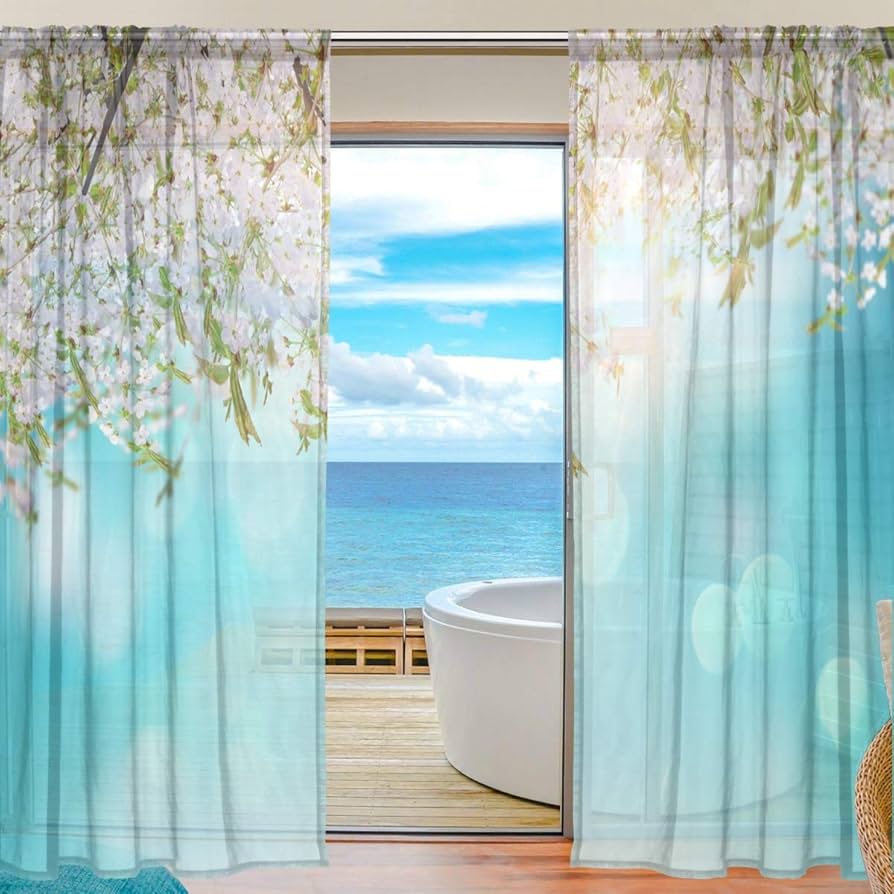 Amazon｜レースカーテン シェードカーテン 2枚 おしゃれ 花柄