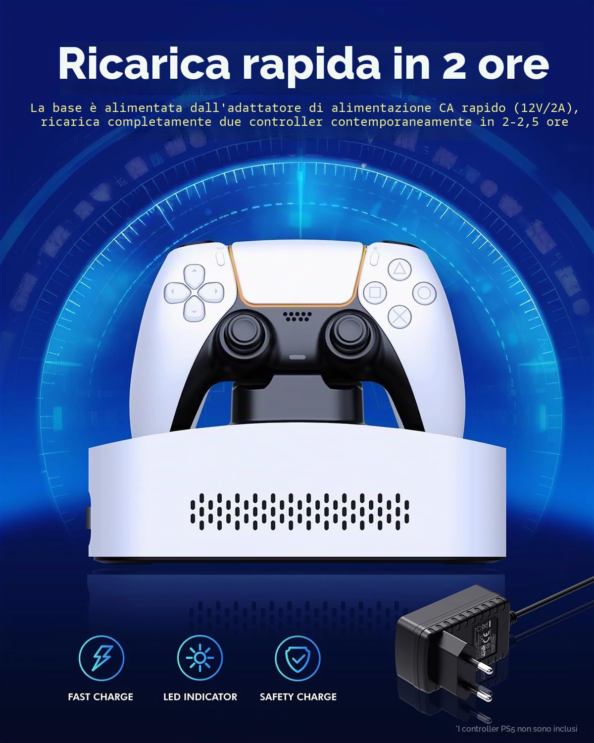 GRAUGEAR HDD Esterno 8TB per PS5 e Slim con Stazione di Ricarica DualSense, Disco Rigido USB-C 3.5 Pollici, Compatibilità Edge Controller