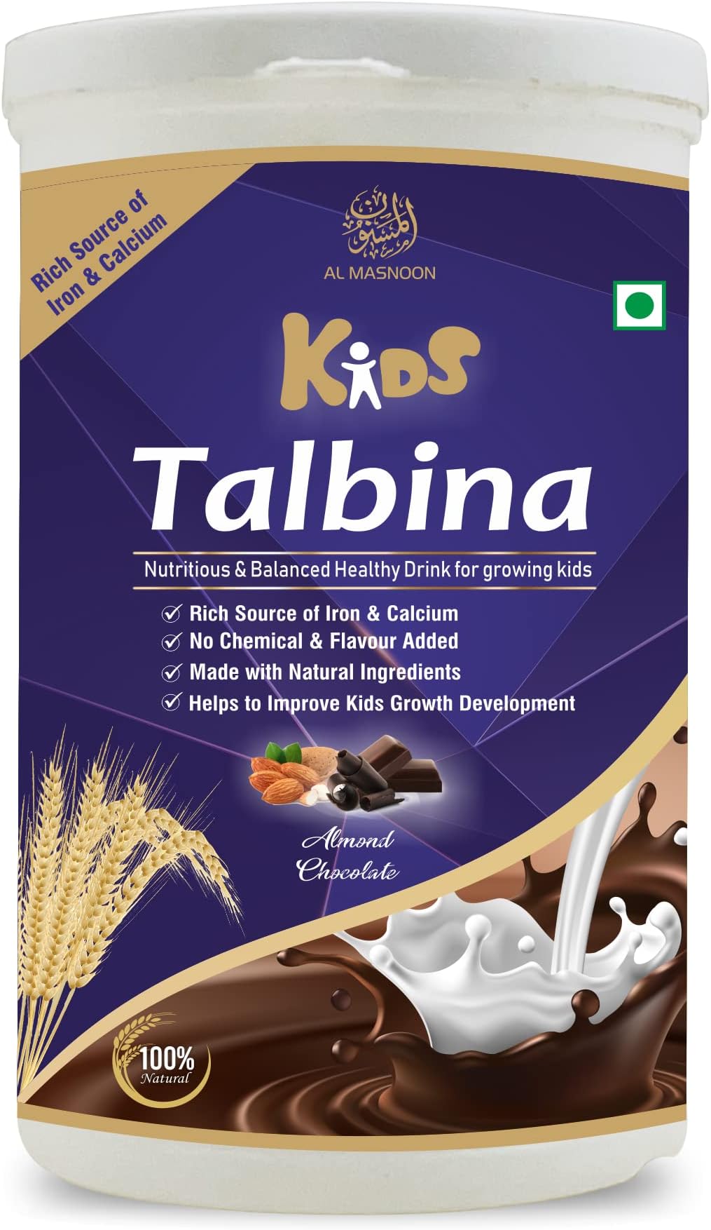 - AL MASNOON Talbina for Kids with Almond & Chocolate/A Healthy Diet for kids 300g (pack of 1)