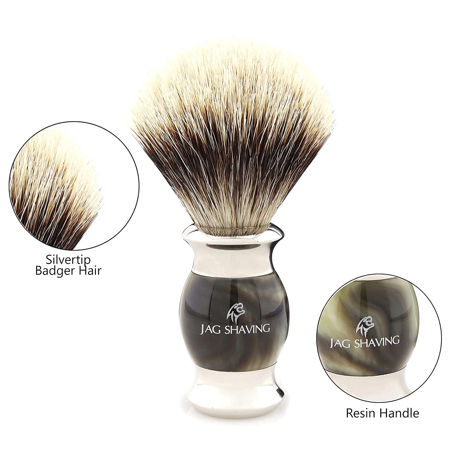 Jag Shaving Kit de afeitado – Juego de 3 piezas – gama Jag's Lee – maquinilla de afeitar de seguridad de doble filo, cepillo de afeitar Silvertip Badger – elegante soporte de afeitado – color verde