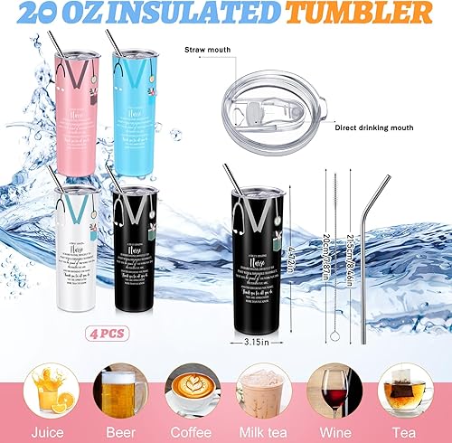 Miniatura 8 de Sabary Juego de 8 regalos para enfermeras 2024, regalos de la semana de la enfermera, vaso de acero inoxidable de 20 onzas con letrero de