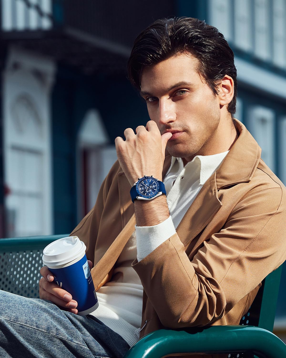 BENYAR Orologio da Uomo Cronografo Analogico Movimento al Quarzo Impermeabile Luminoso Moda Sportivo Affari Orologio da Polso Cinturino in Pelle/Acciaio Inox Elegante Regalo per Uomo