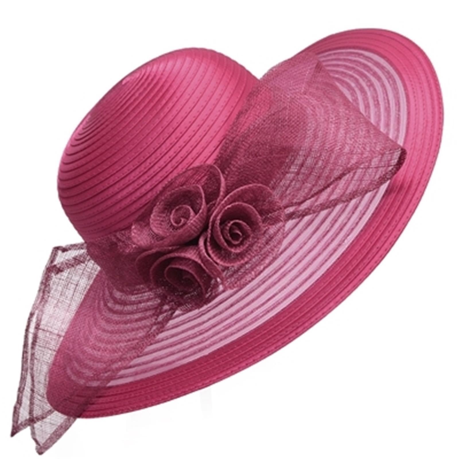 Cappelli A Tesa Larga Floreali Sinamay Fascinators da Donna