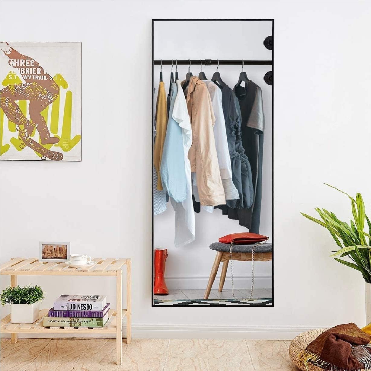 Hans&Alice Rectangle Bedroom Floor Mirror,Free Standing Dressing Mirror, 65"x24"