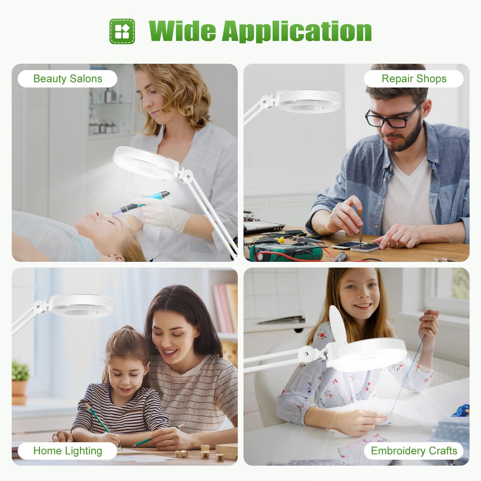 LED Lupenleuchte Arbeitsplatzlampe 8 Fache Vergrößerung 5 Dioptrien Lupenlampe Tischlupe mit Stativ für Kosmetiksalons Arztpraxen Hobbybastler Leuchtlupe Lesehilfe Vergrößerungslampe Lupe (LED)