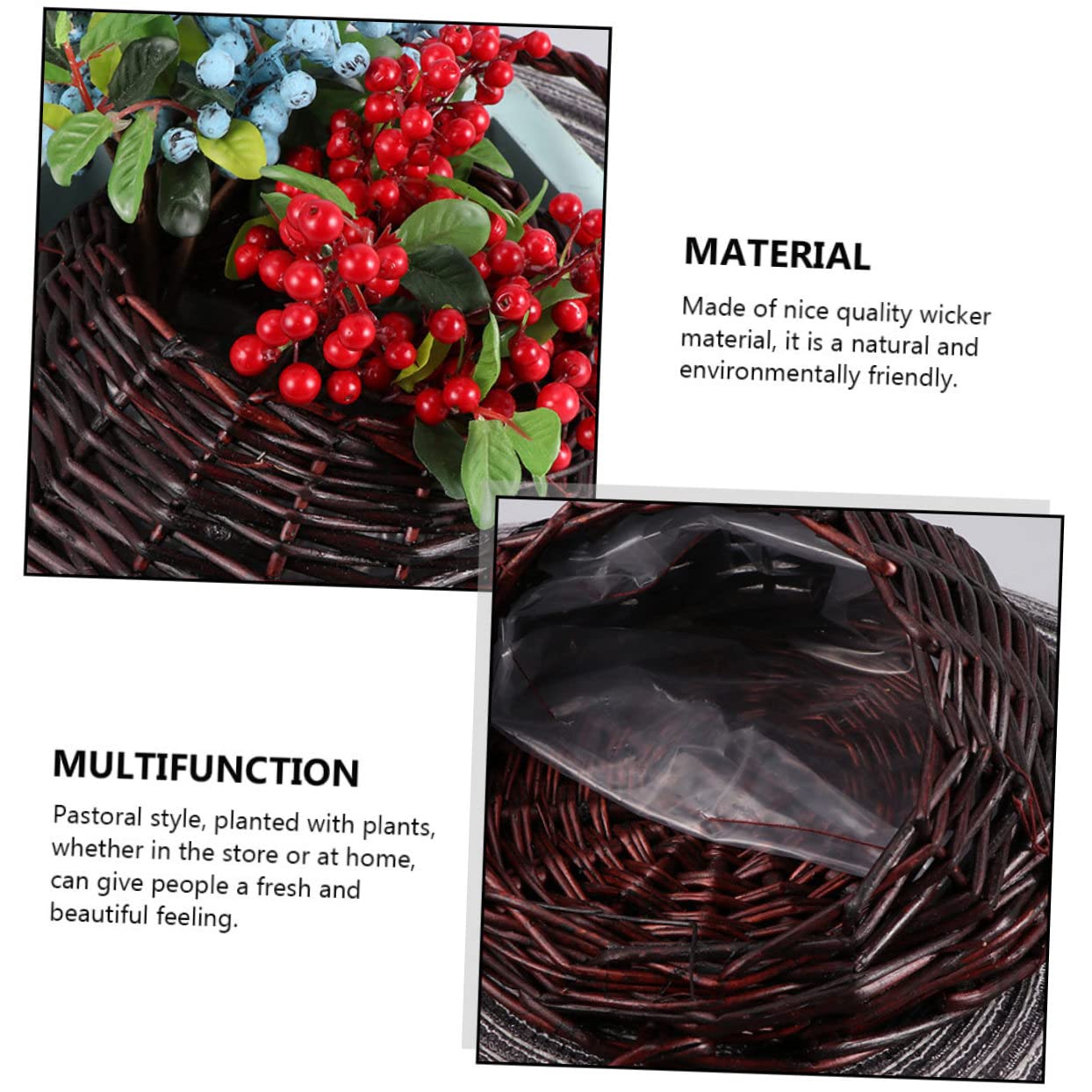 HEMOTON 2 Set Cesto Appeso A Pentola Di Fiore Di Rattan Parete Fioriere Cesto Di Vimini in Rattan Moderno Cesto Di Fiori in Vimini Cesto Succulento Sospeso Coffee 2 Pezzi*2