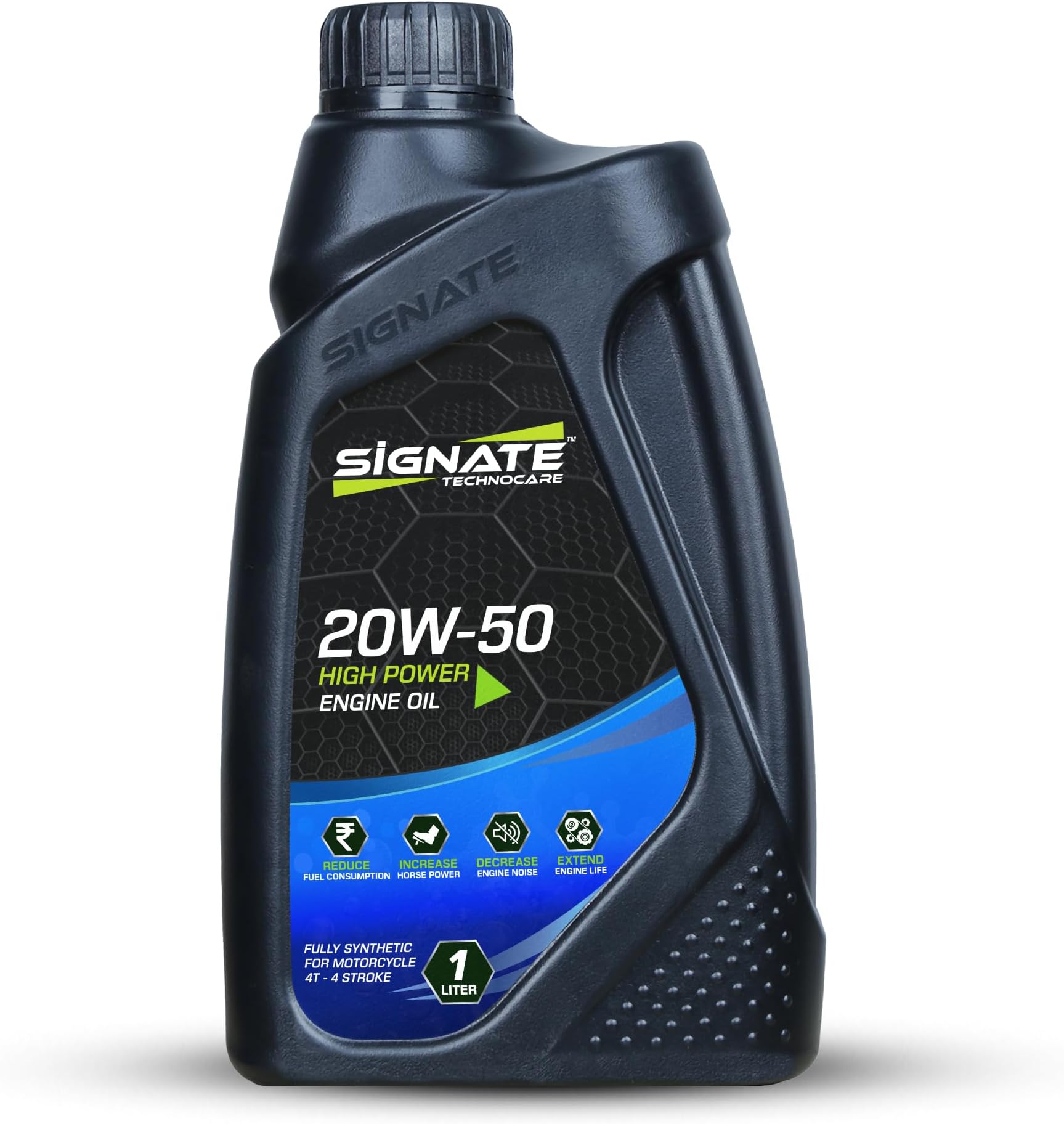 Signate 20W50 Street Race Bike Engine Oil 1L, High Performance Engine Oil for Motor Cycle, Maximum Gear Protection & Efficient Performance Bike Oil, 1L